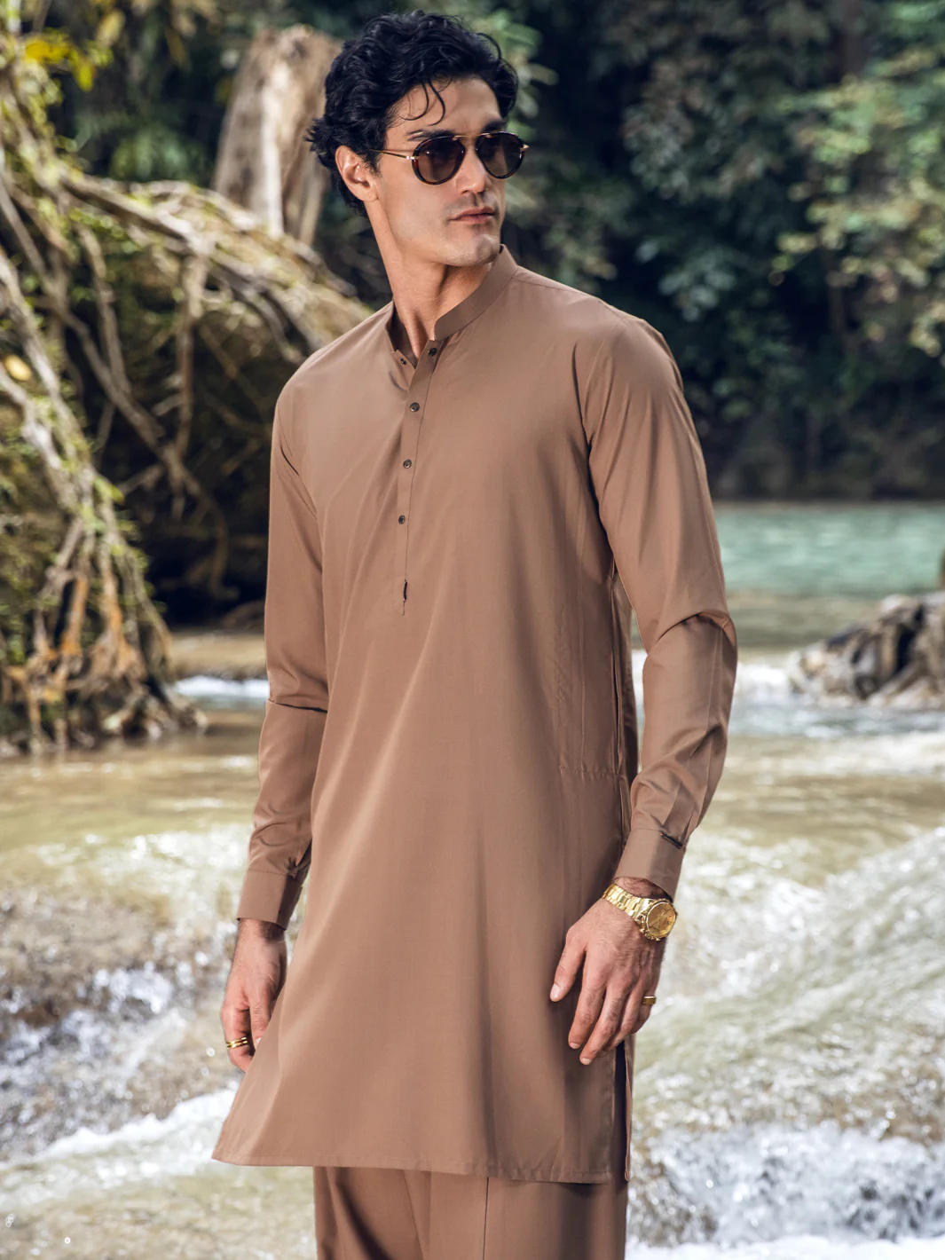 BROWN VISCOSE KAMEEZ SHALWAR | AL-KS-US-2814/AM-5090B - Image 4