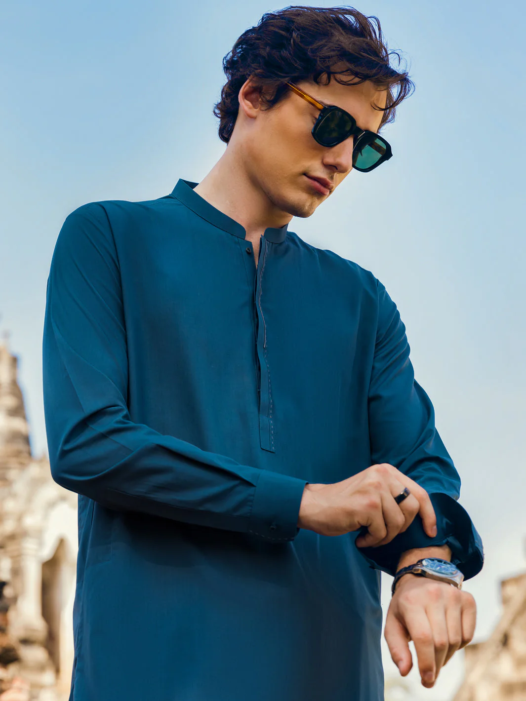 BLUE VISCOSE KAMEEZ SHALWAR | AL-KS-US-2817/AM-5090D - Image 4