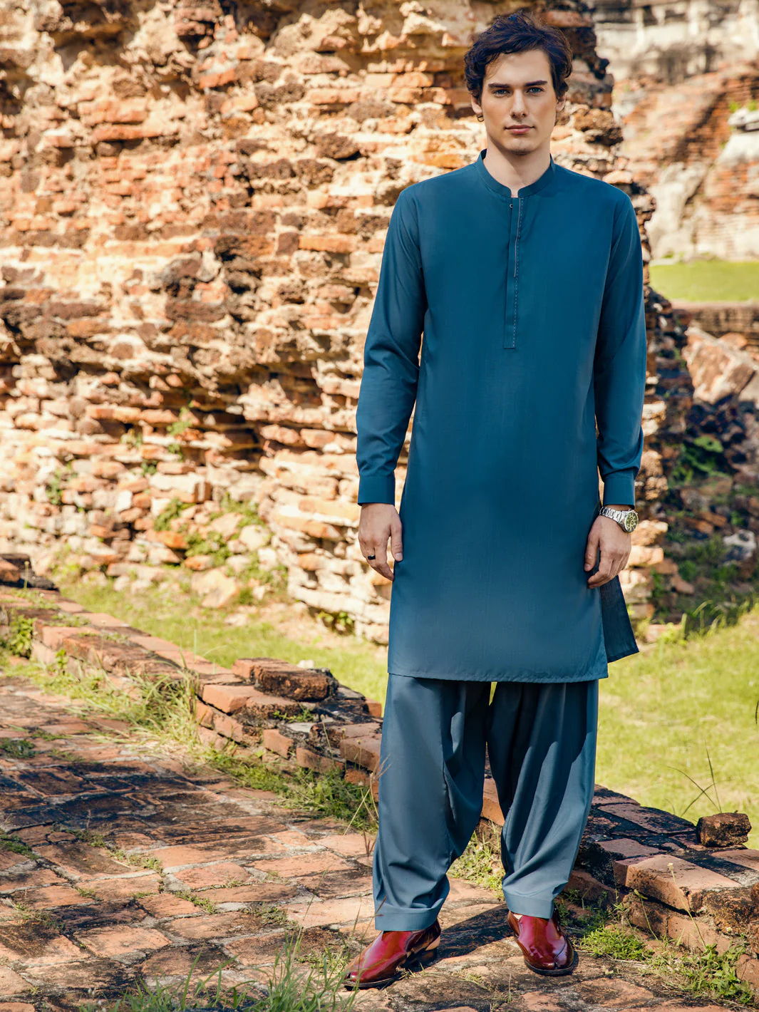 BLUE VISCOSE KAMEEZ SHALWAR | AL-KS-US-2817/AM-5090D - Image 5