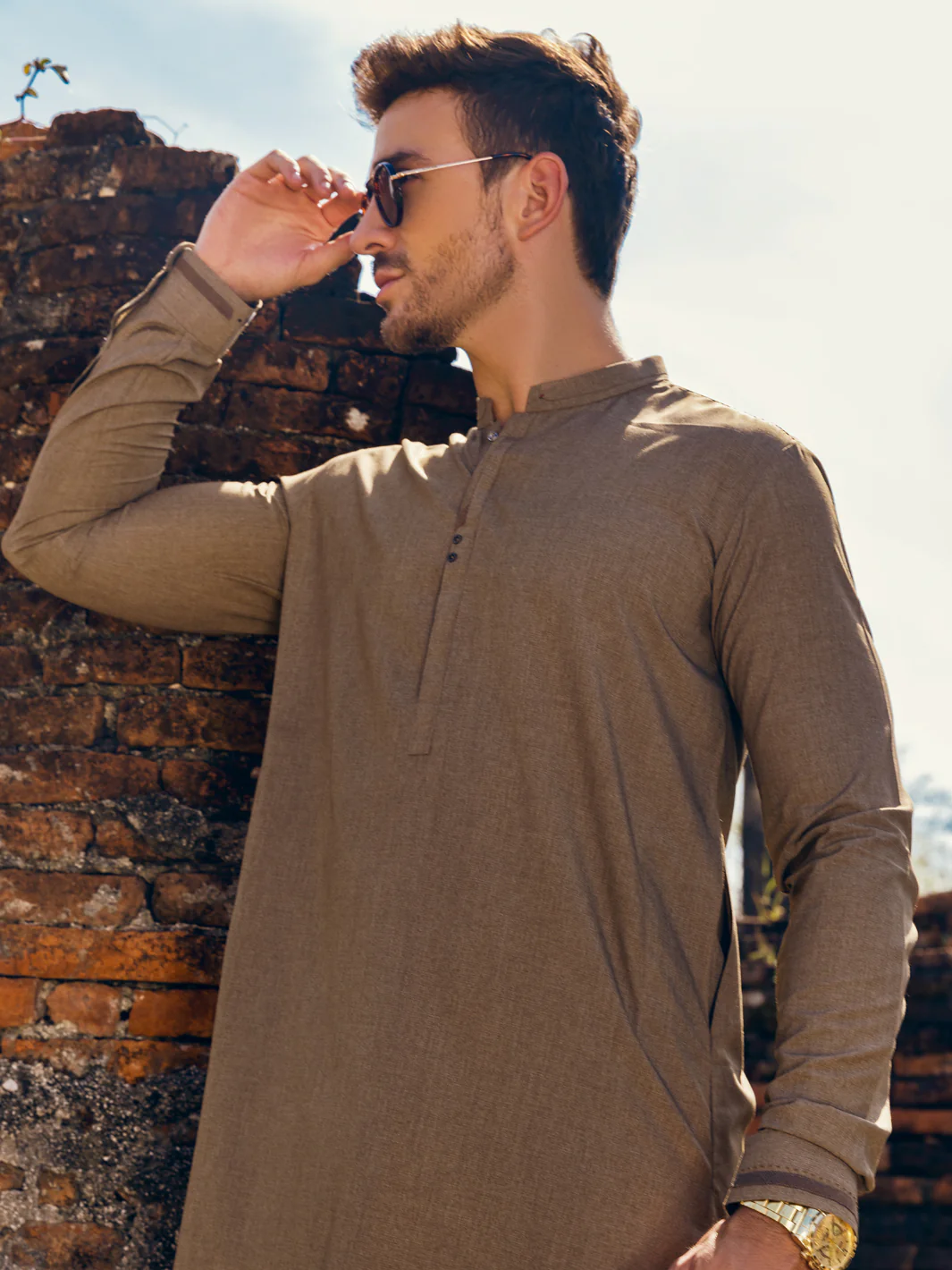 BROWN VISCOSE KAMEEZ SHALWAR | AL-KS-US-2818/AM-5091B - Image 4