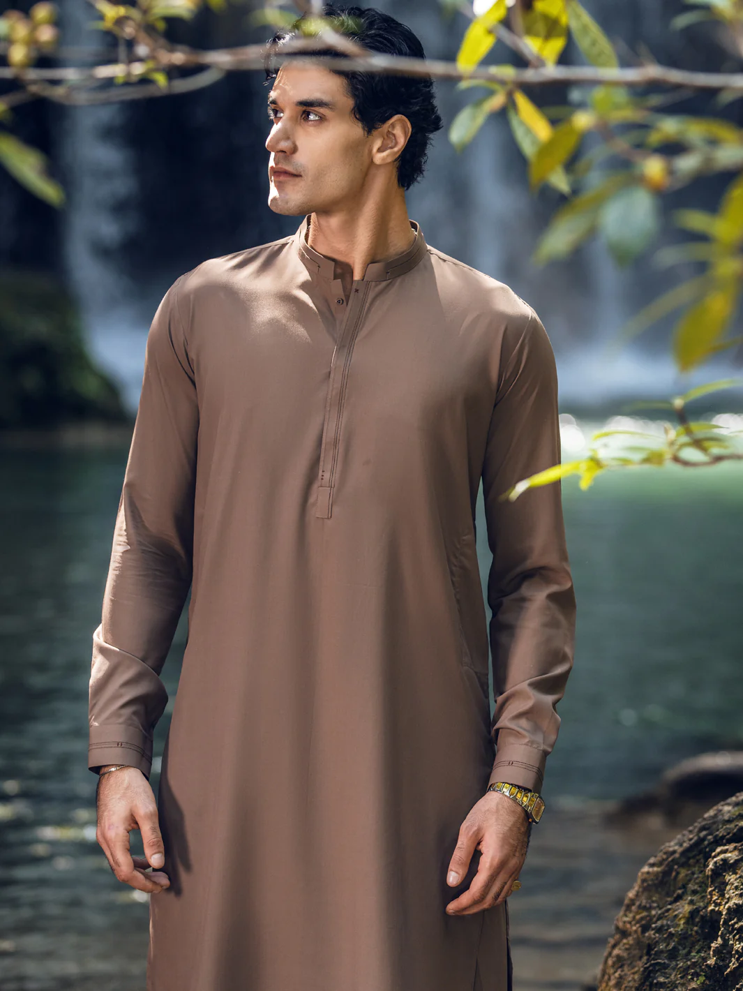 BROWN VISCOSE KAMEEZ SHALWAR | AL-KS-US-2820/AM-5092C - Image 5