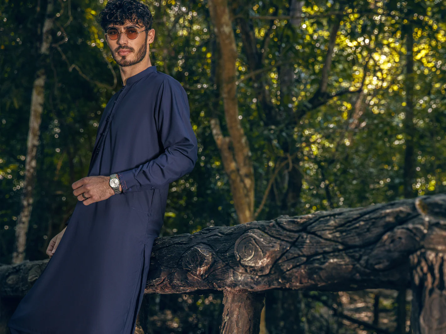 DARK BLUE VISCOSE KAMEEZ SHALWAR | AL-KS-US-2821/AM-5097D - Image 3
