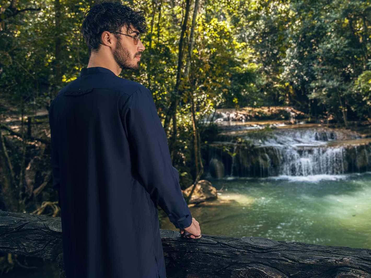 DARK BLUE VISCOSE KAMEEZ SHALWAR | AL-KS-US-2821/AM-5097D - Image 4