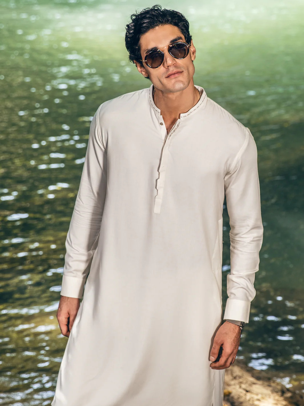 OFF WHITE VISCOSE KAMEEZ SHALWAR | AL-KS-US-2825/AM-5087B - Image 4