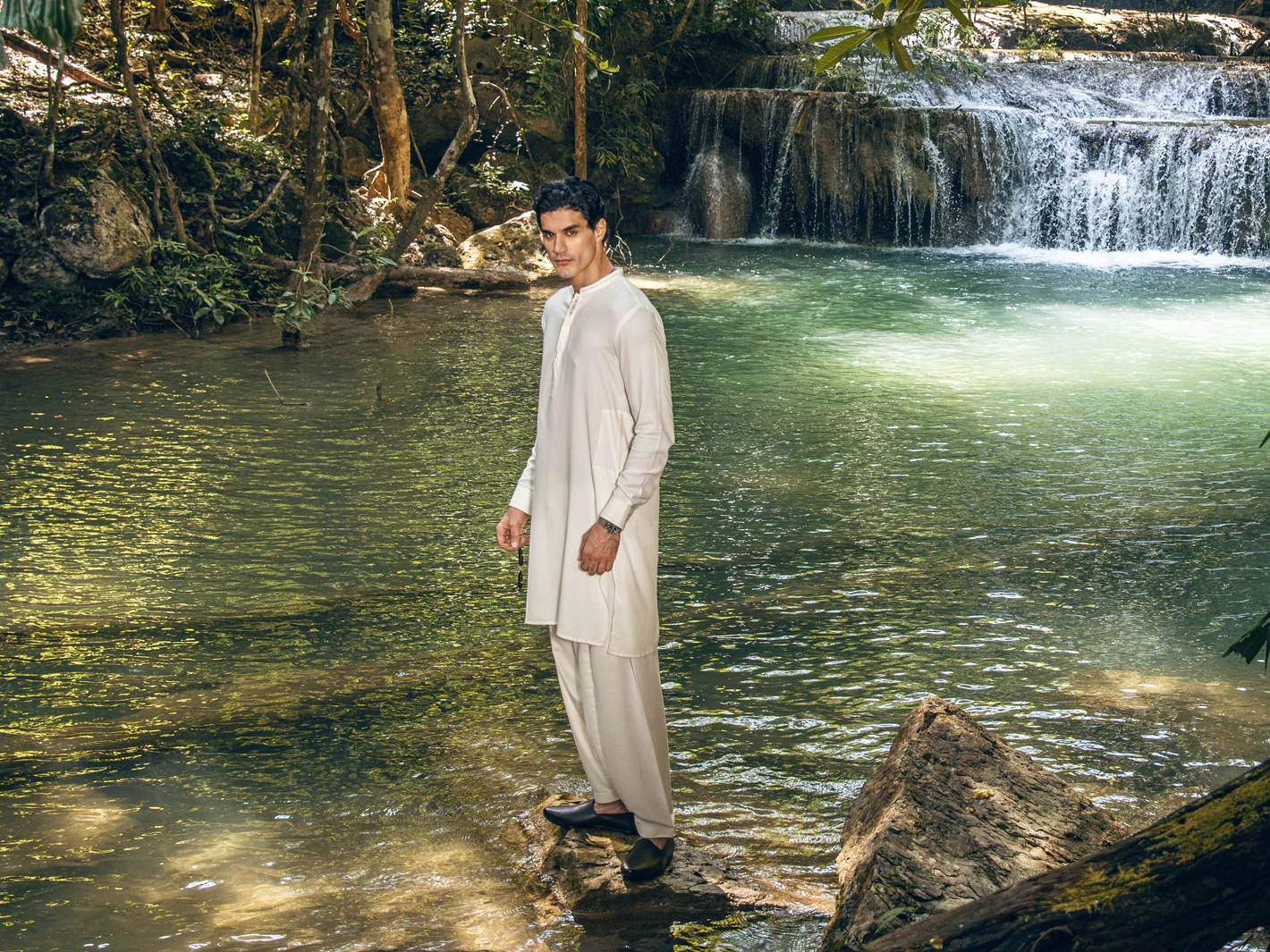 OFF WHITE VISCOSE KAMEEZ SHALWAR | AL-KS-US-2825/AM-5087B - Image 6