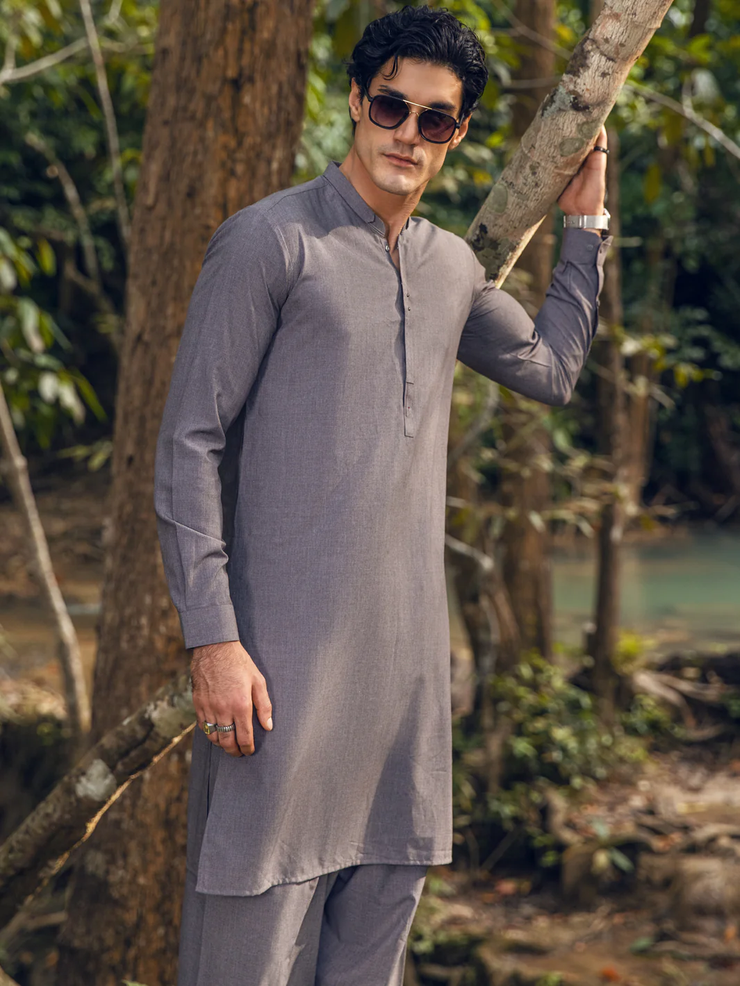 GREY VISCOSE KAMEEZ SHALWAR | AL-KS-US-2826/AM-5091D - Image 5
