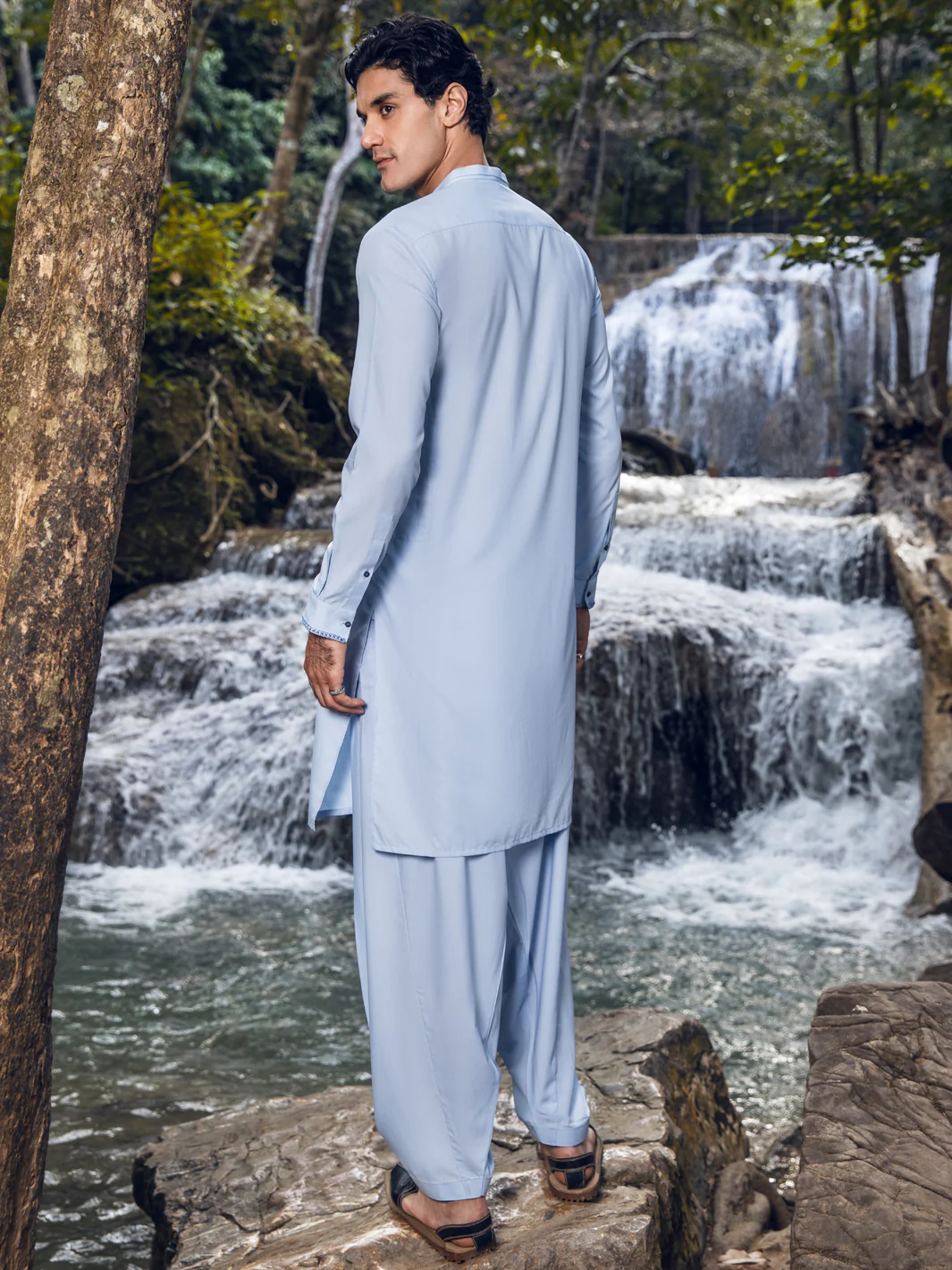 LIGHT BLUE VISCOSE KAMEEZ SHALWAR | AL-KS-US-2834/AM-5092B - Image 3