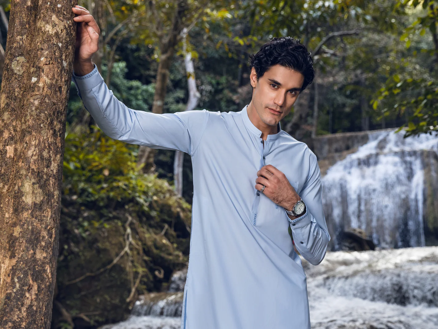 LIGHT BLUE VISCOSE KAMEEZ SHALWAR | AL-KS-US-2834/AM-5092B - Image 4