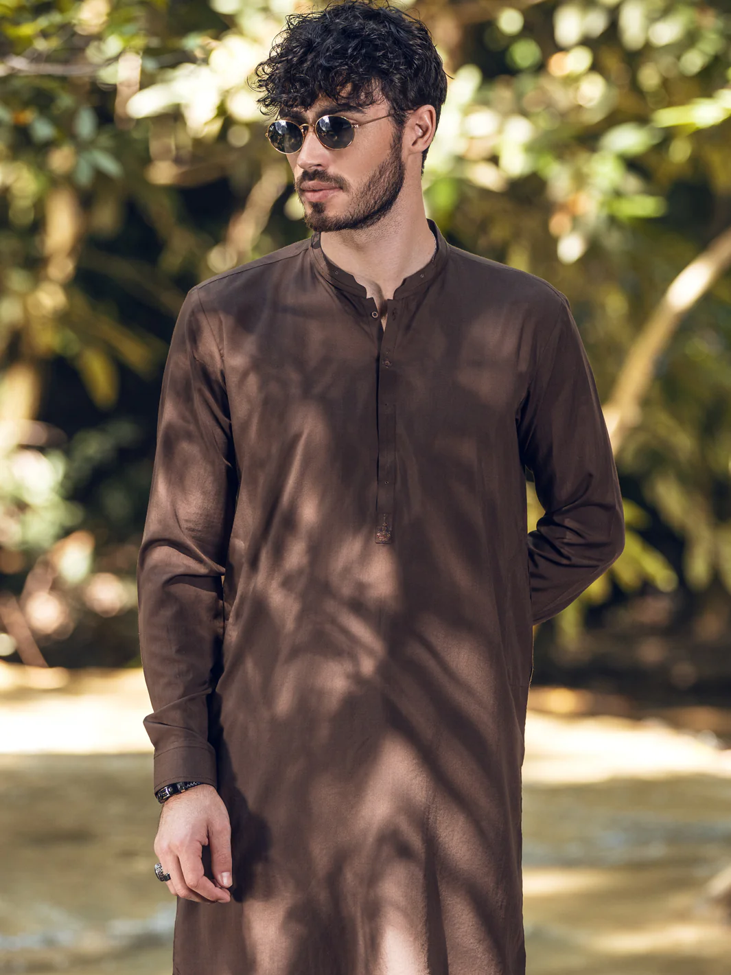 BROWN VISCOSE KAMEEZ SHALWAR | AL-KS-US-2838/AM-6001D - Image 3