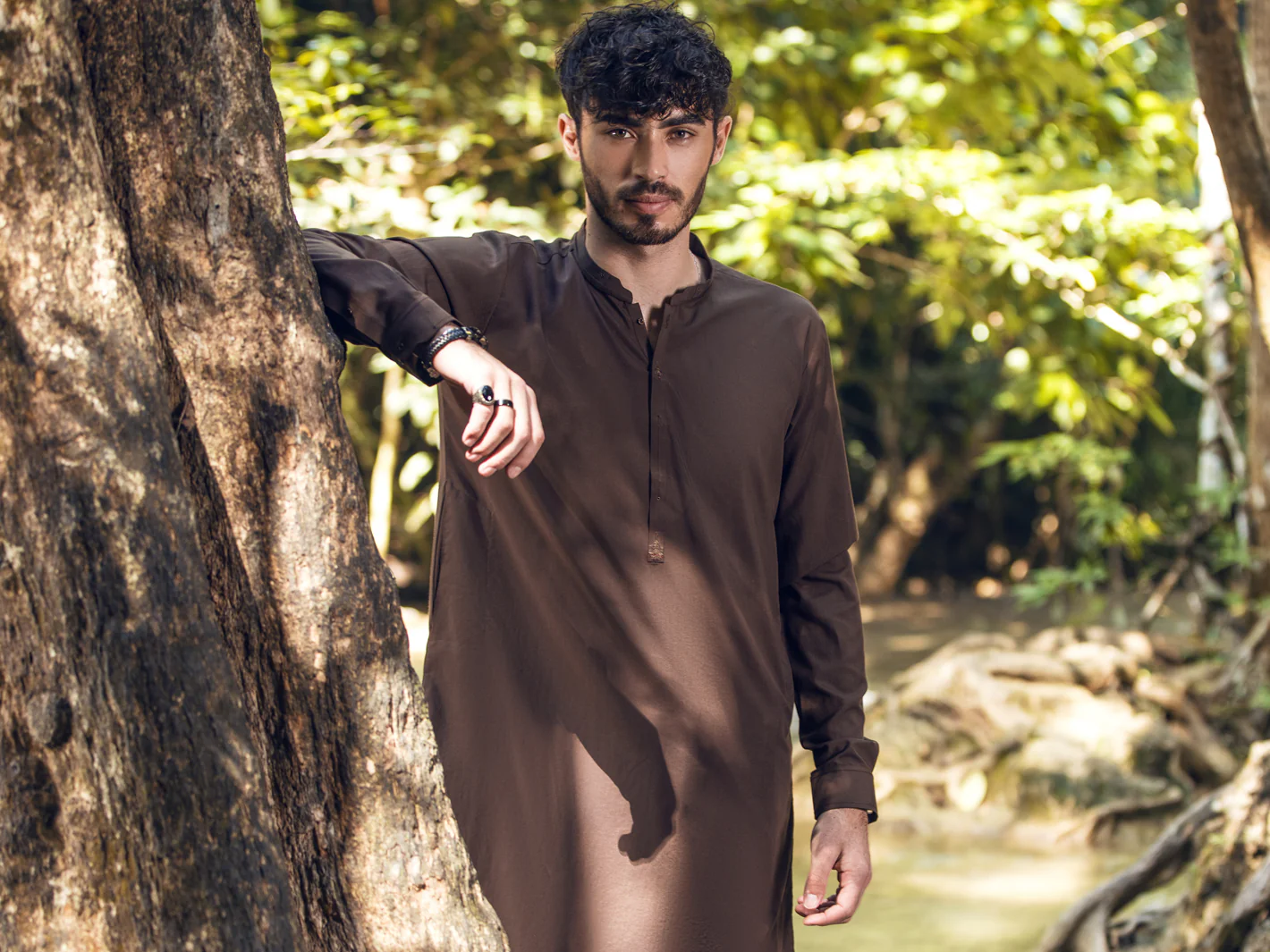 BROWN VISCOSE KAMEEZ SHALWAR | AL-KS-US-2838/AM-6001D - Image 4