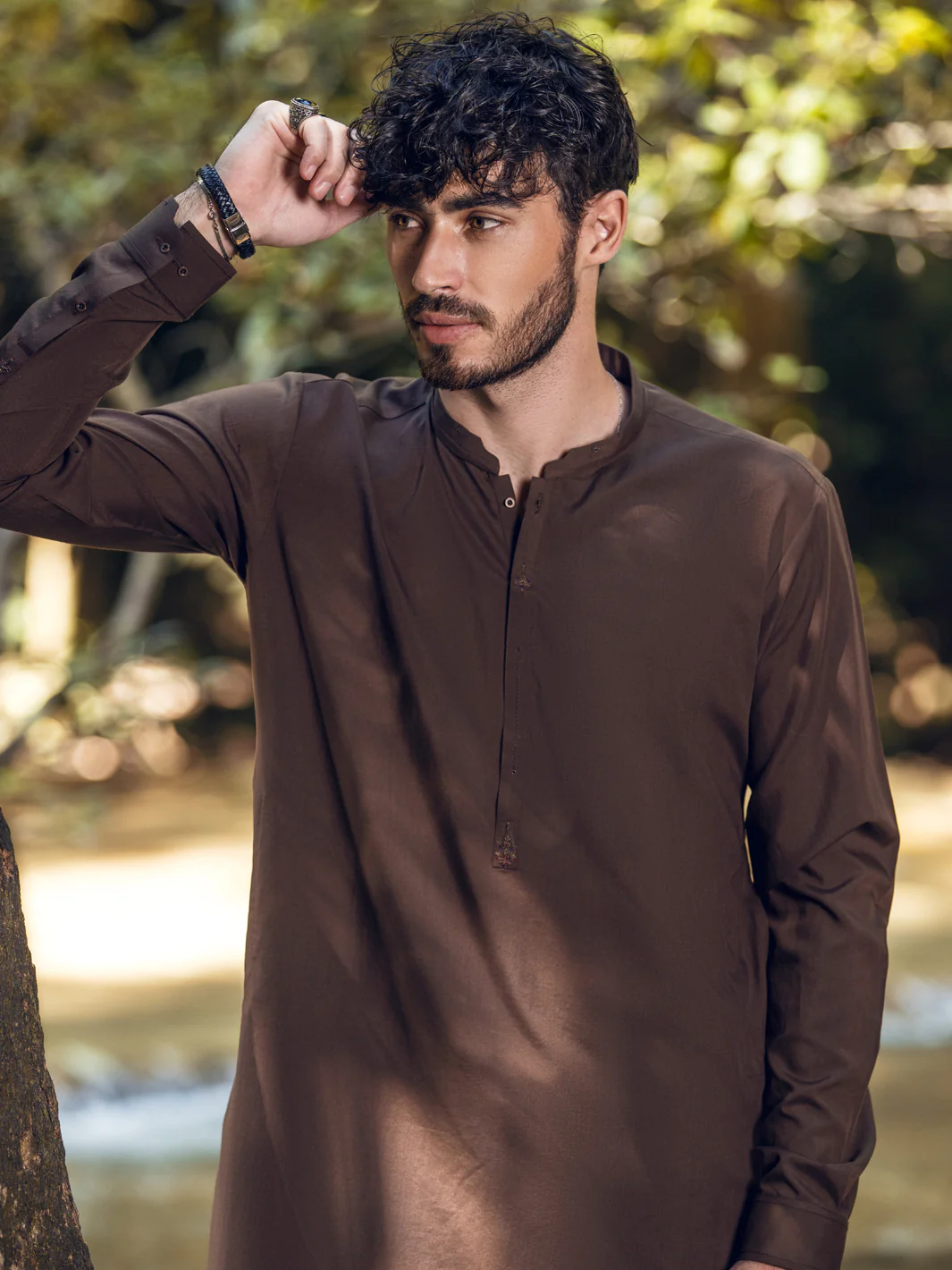 BROWN VISCOSE KAMEEZ SHALWAR | AL-KS-US-2838/AM-6001D - Image 5