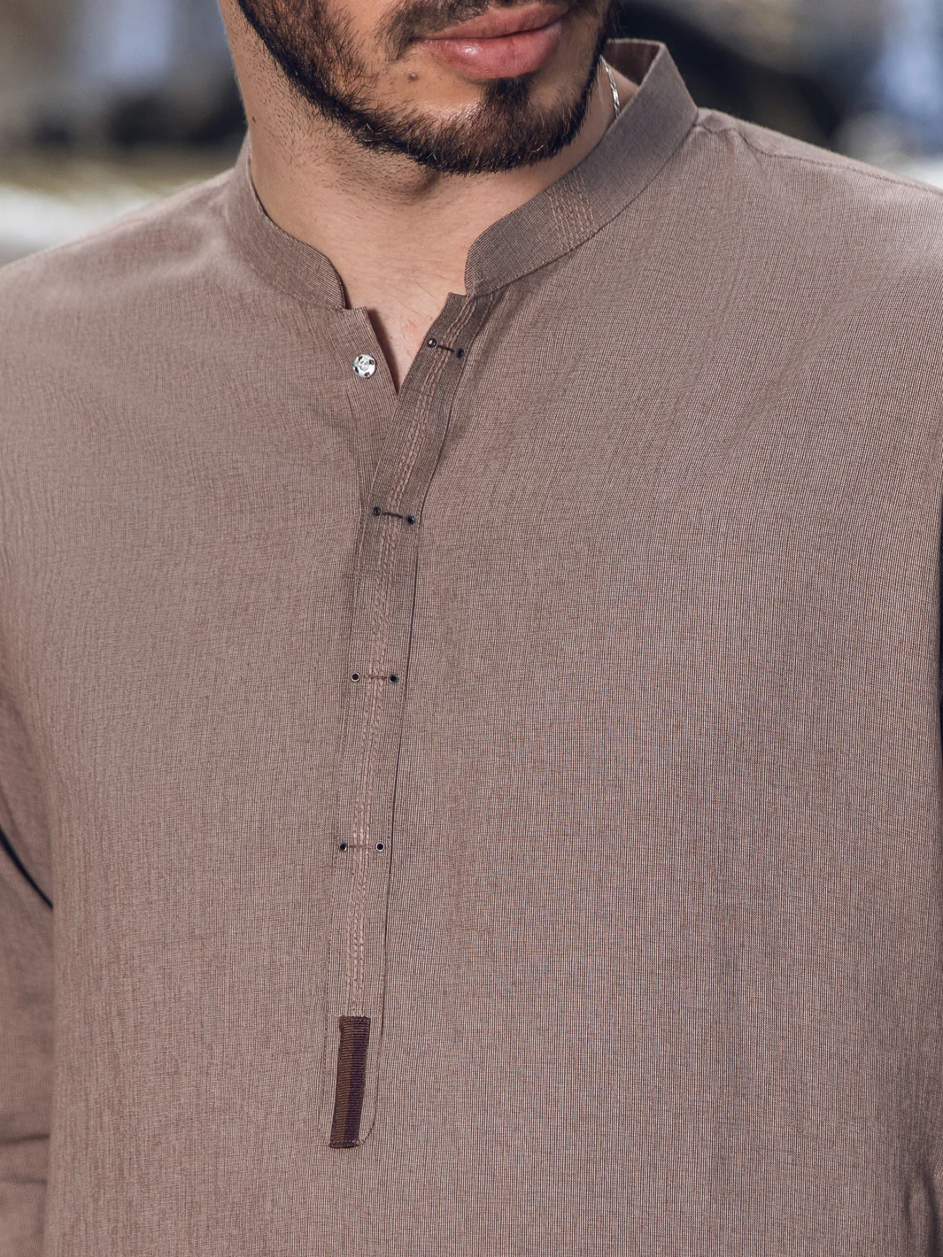 LIGHT BROWN VISCOSE KAMEEZ SHALWAR | AL-KS-US-2848/AM-5093B - Image 2