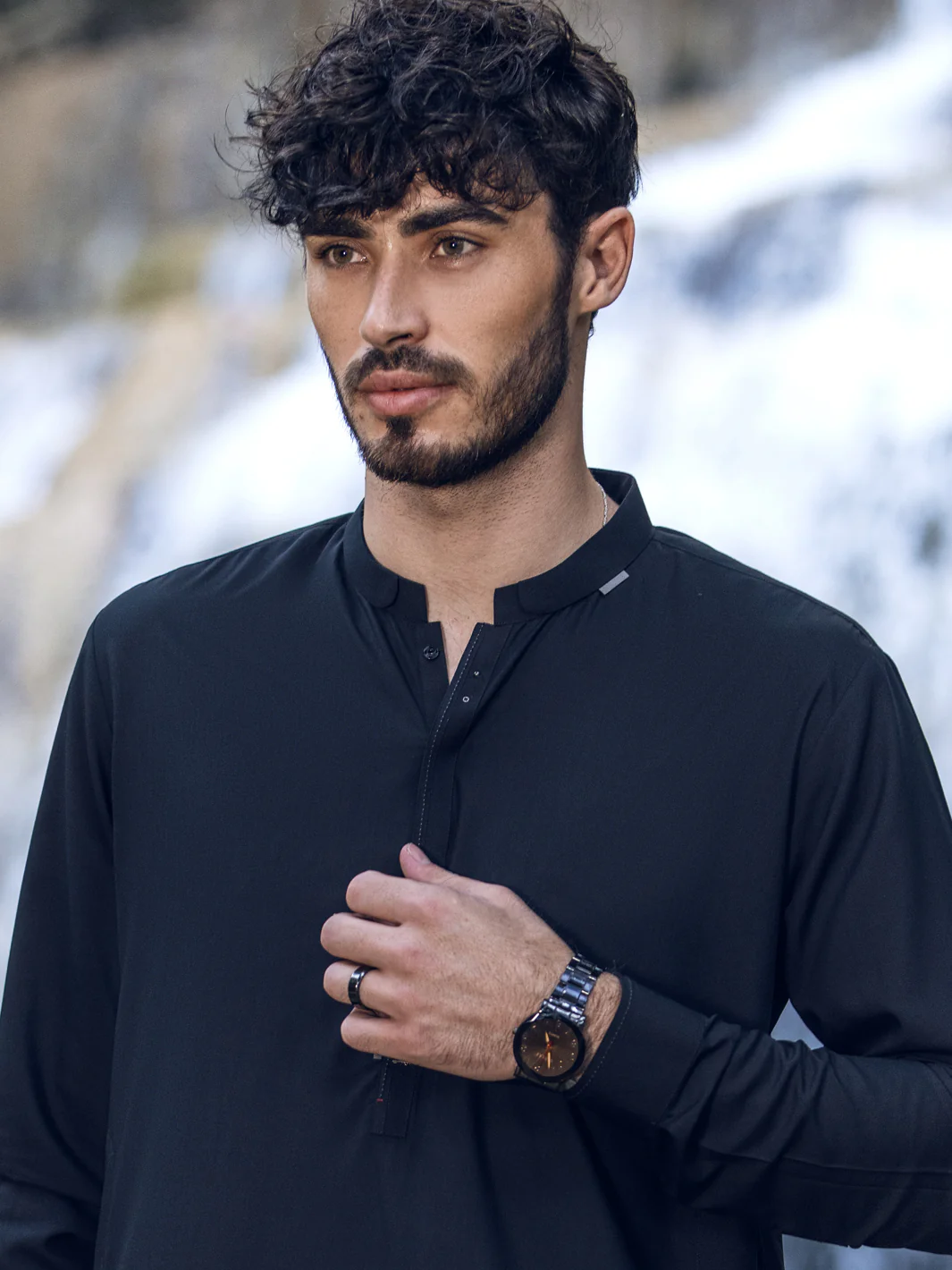BLACK VISCOSE KAMEEZ SHALWAR | AL-KS-US-2856/AM-5092D - Image 2