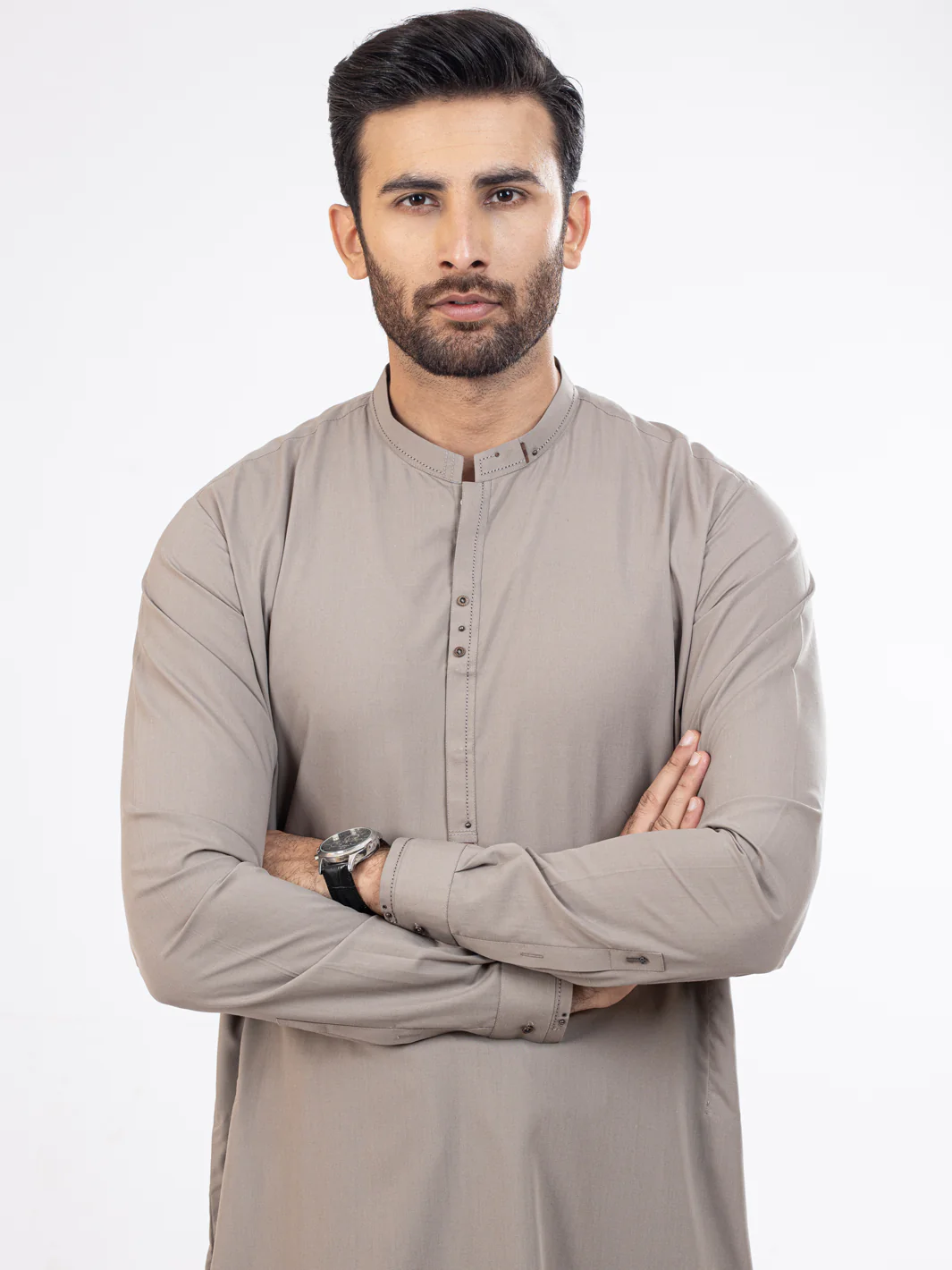 LIGHT GREY VISCOSE KAMEEZ SHALWAR | AL-KS-US-2865/AM-6093A - Image 3