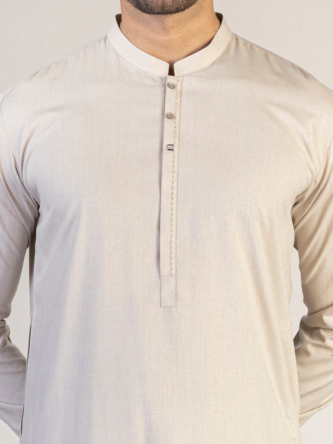 LIGHT BEIGE VISCOSE KAMEEZ SHALWAR | AL-KS-US-2874/AM-6127C - Image 2