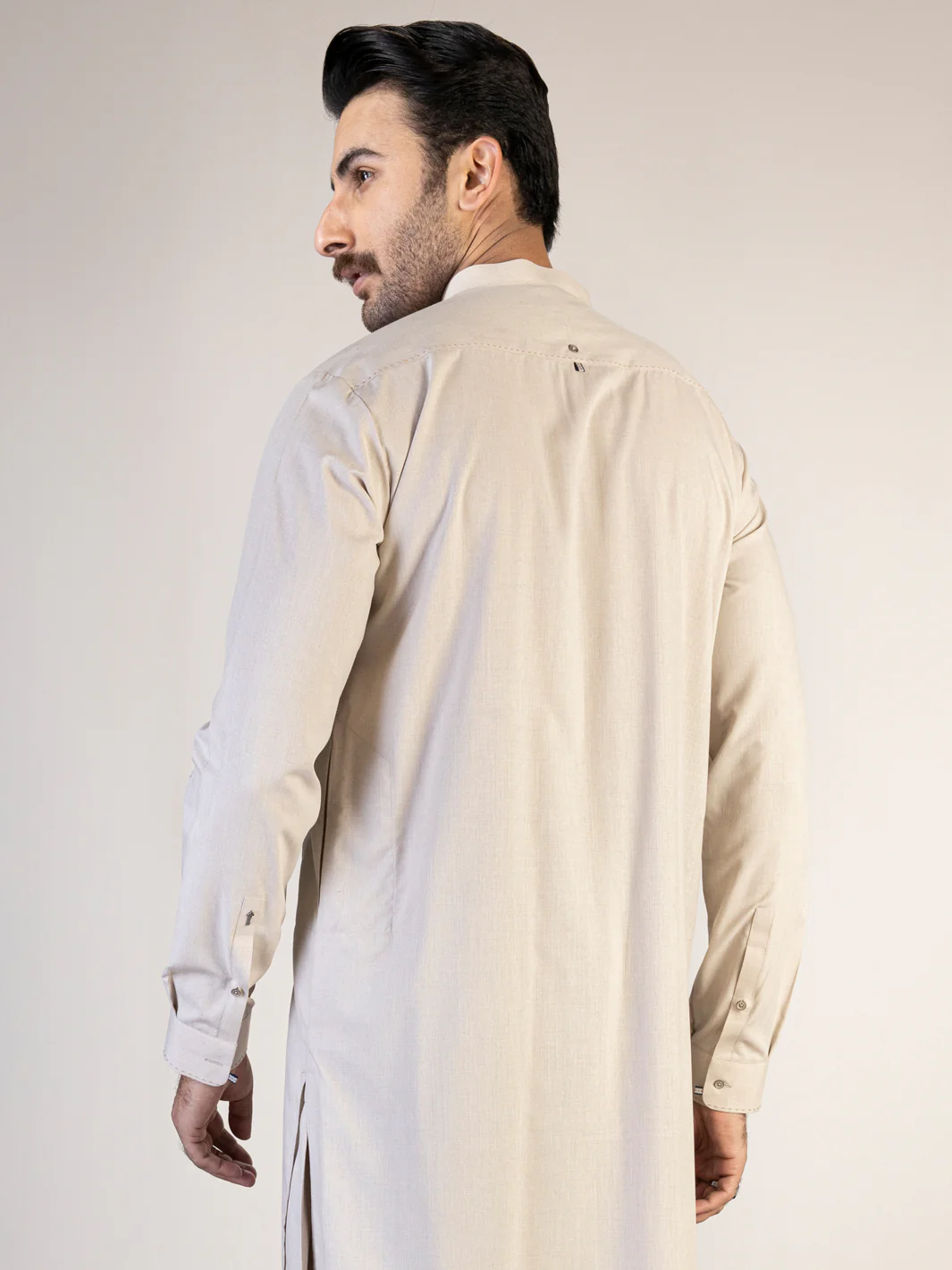 LIGHT BEIGE VISCOSE KAMEEZ SHALWAR | AL-KS-US-2874/AM-6127C - Image 3