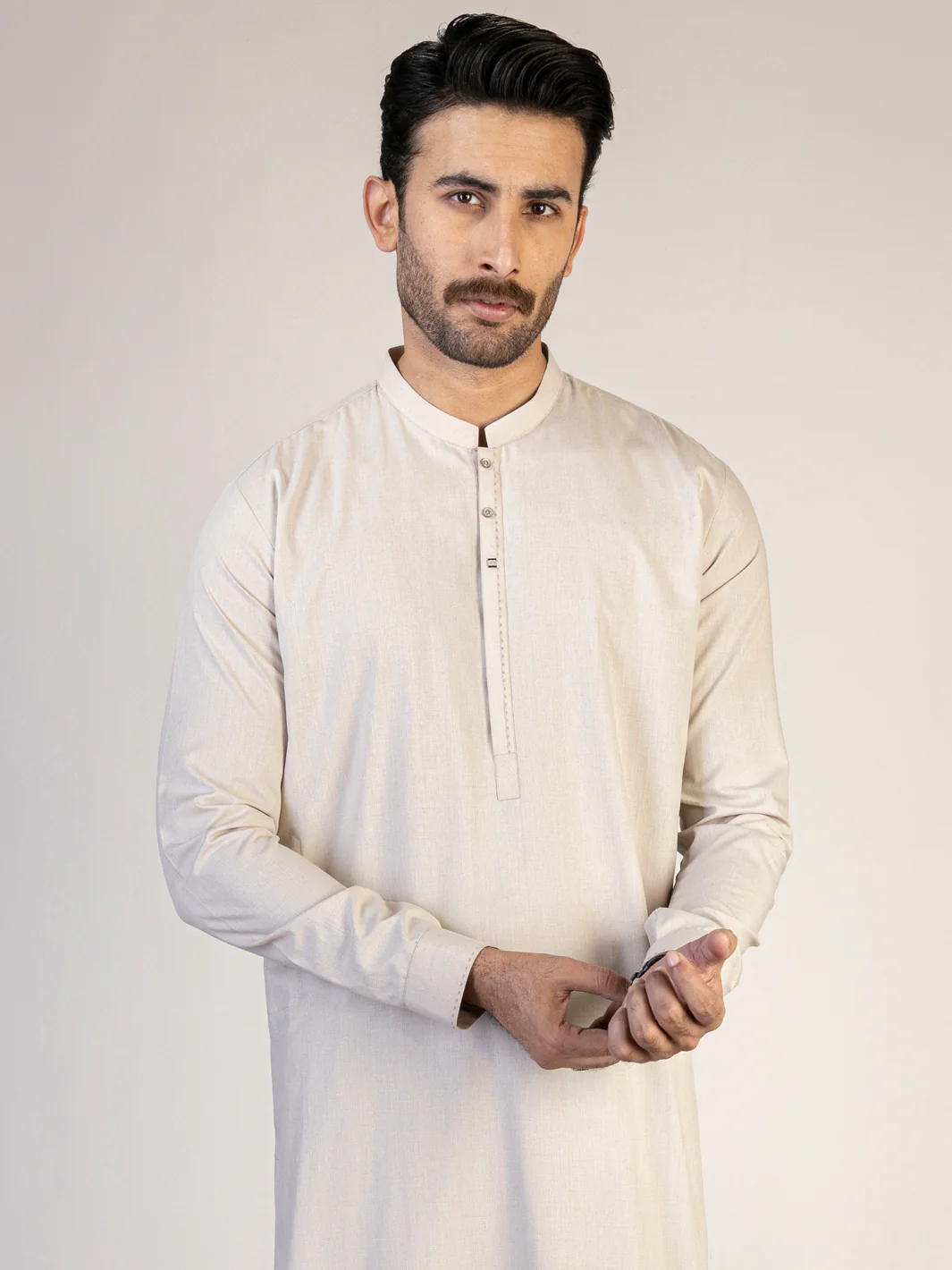 LIGHT BEIGE VISCOSE KAMEEZ SHALWAR | AL-KS-US-2874/AM-6127C - Image 4