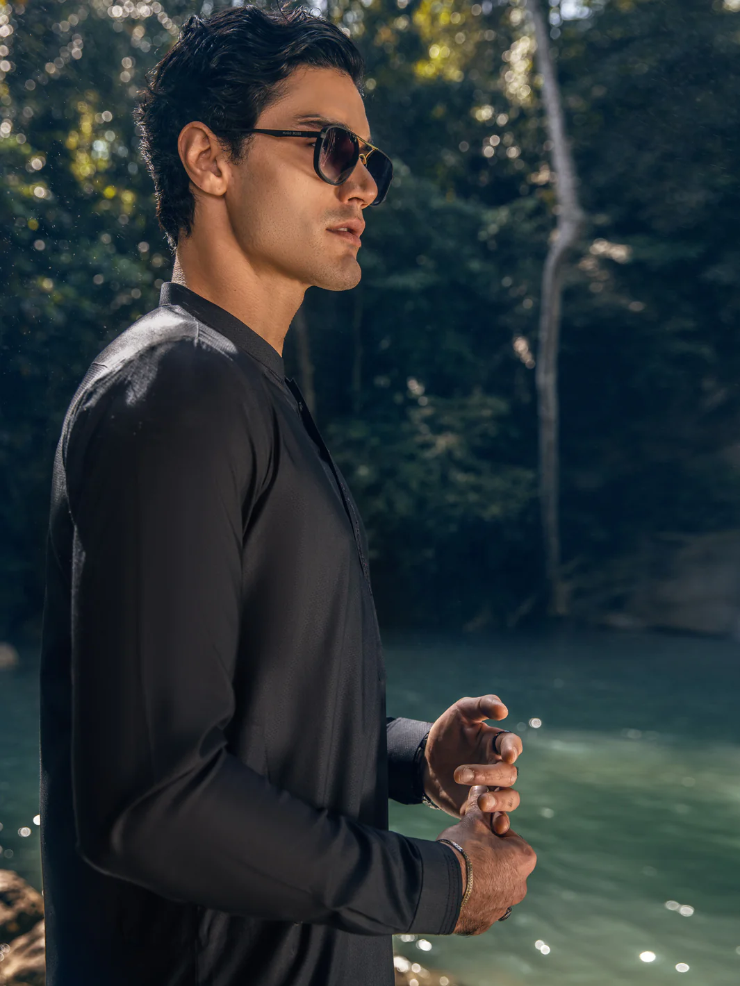BLACK VISCOSE KAMEEZ SHALWAR | AL-KS-US-2879/AM-6107H - Image 2