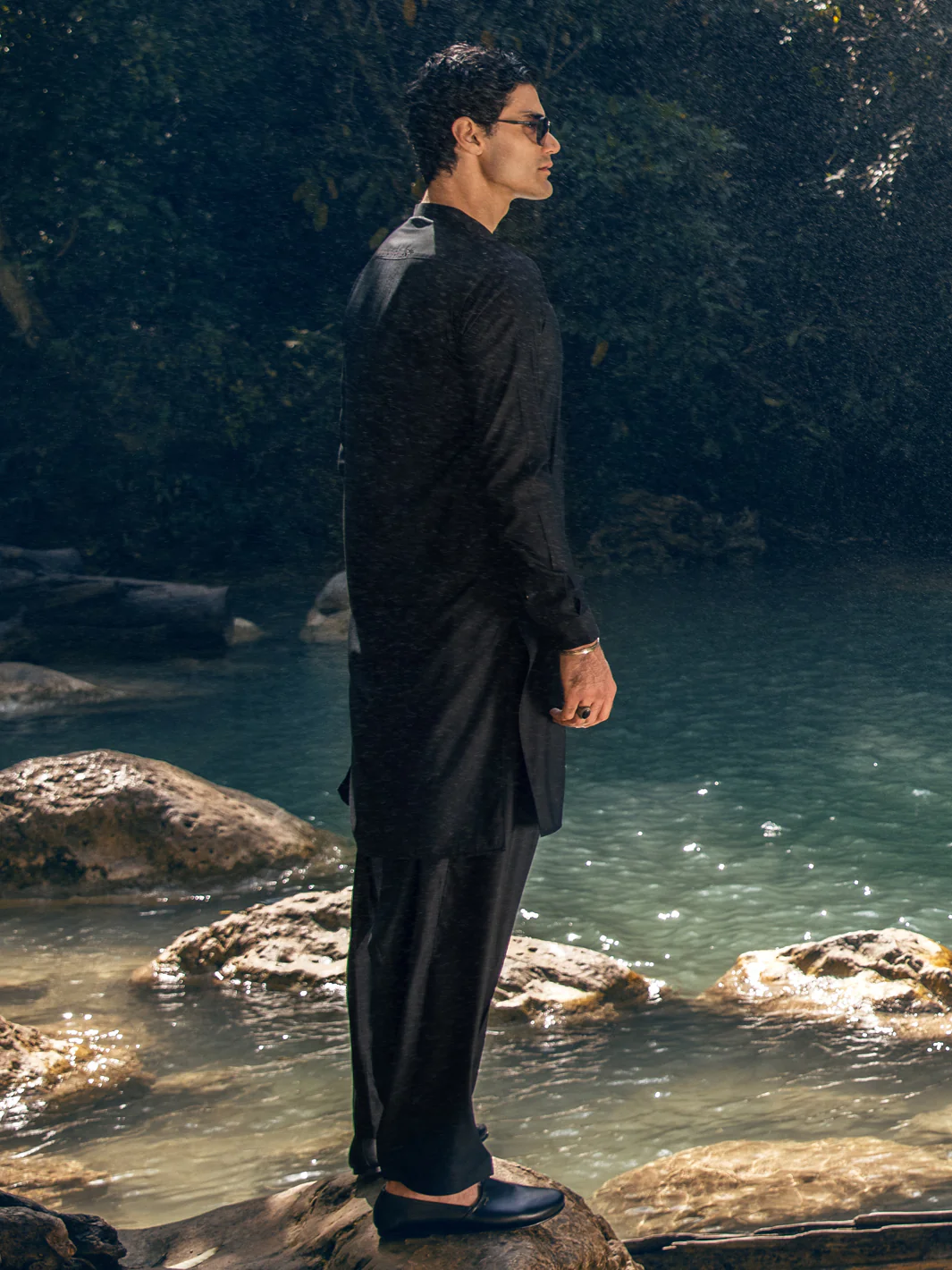 BLACK VISCOSE KAMEEZ SHALWAR | AL-KS-US-2879/AM-6107H - Image 5