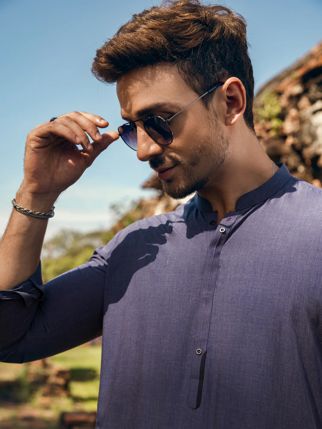 BLUE VISCOSE KAMEEZ SHALWAR | AL-KS-US-2883/AM-6093C - Image 2