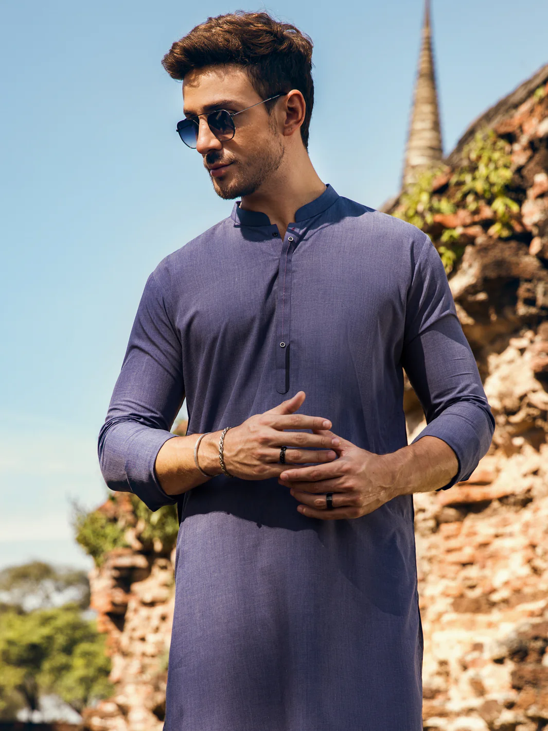 BLUE VISCOSE KAMEEZ SHALWAR | AL-KS-US-2883/AM-6093C - Image 3