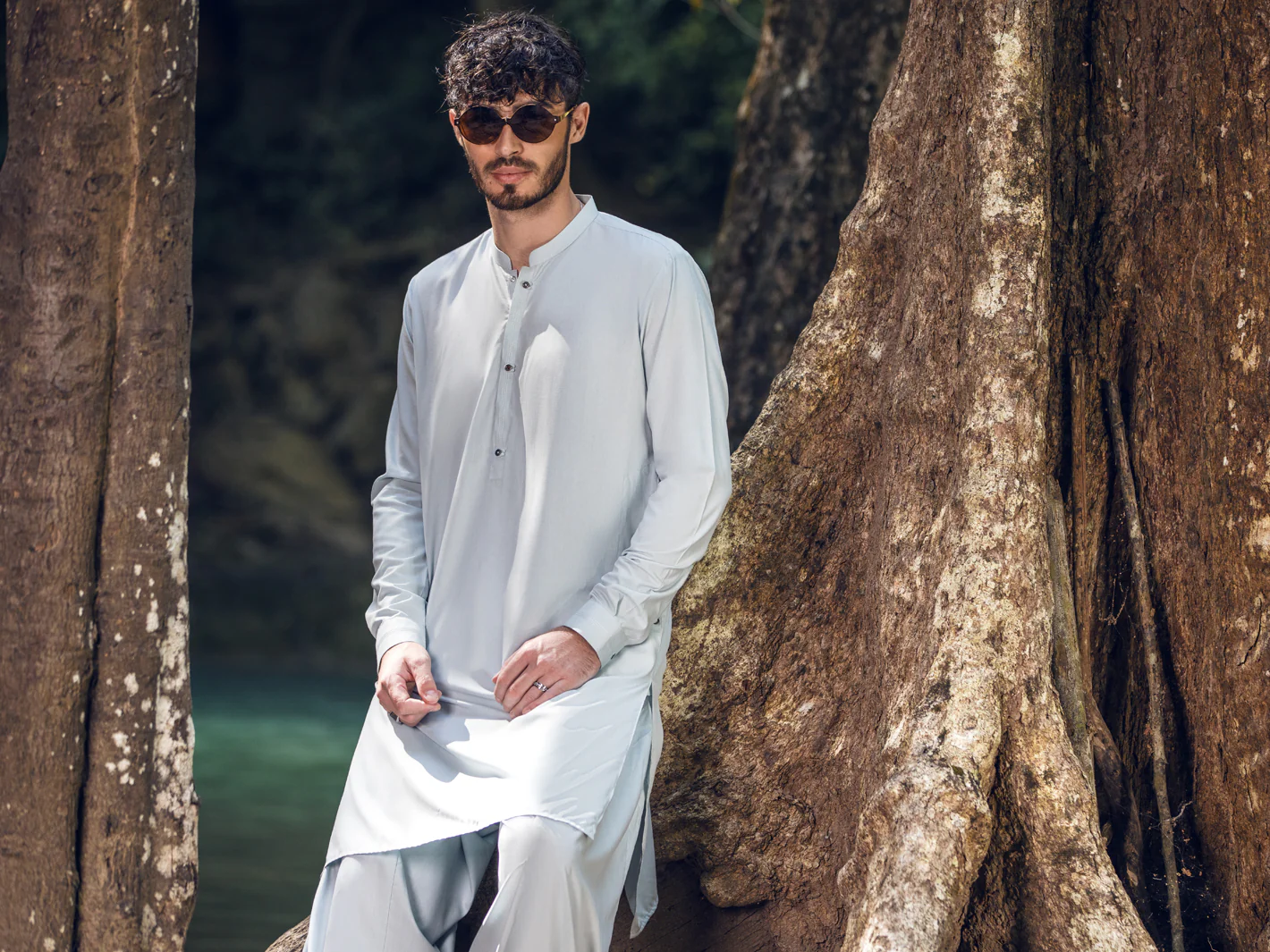 LIGHT BLUE VISCOSE KAMEEZ SHALWAR | AL-KS-US-2887/AM-6127D - Image 4
