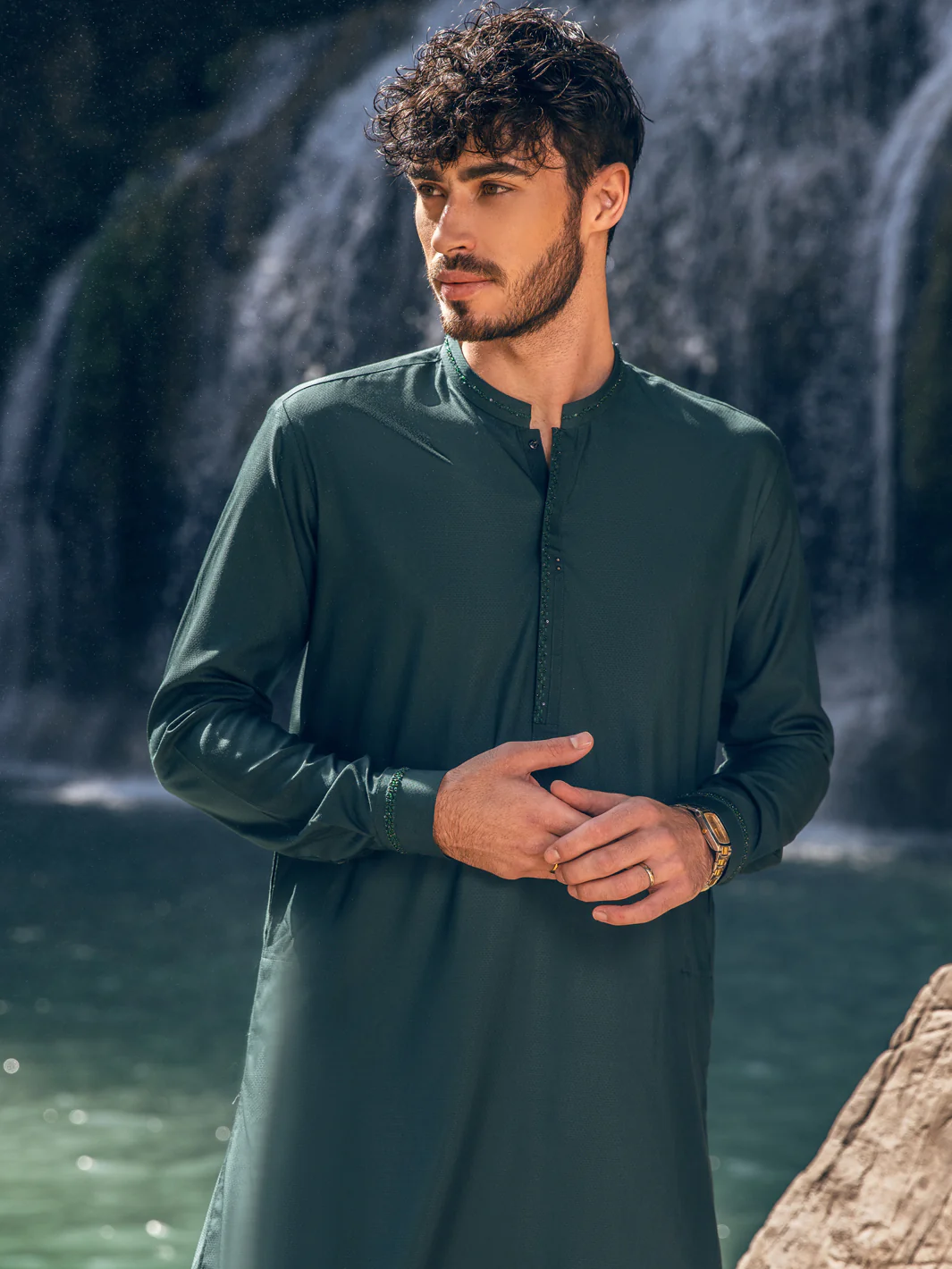 GREEN VISCOSE KAMEEZ SHALWAR | AL-KS-US-2892/AM-6107B - Image 3