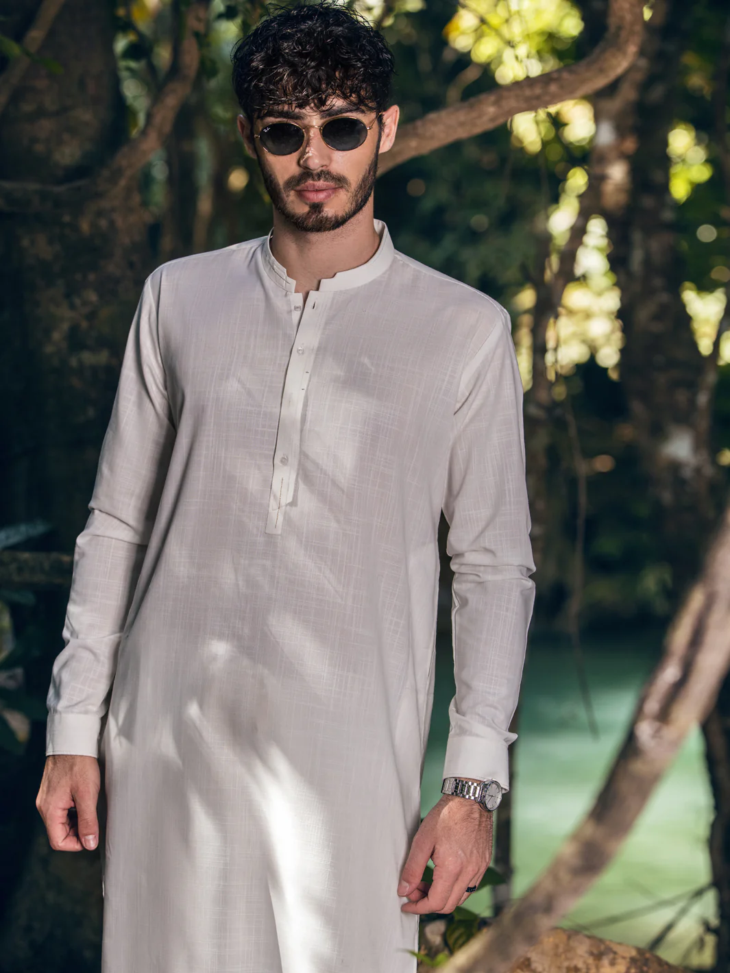 WHITE VISCOSE KAMEEZ SHALWAR | AL-KS-US-2894/AM-6131A - Image 3