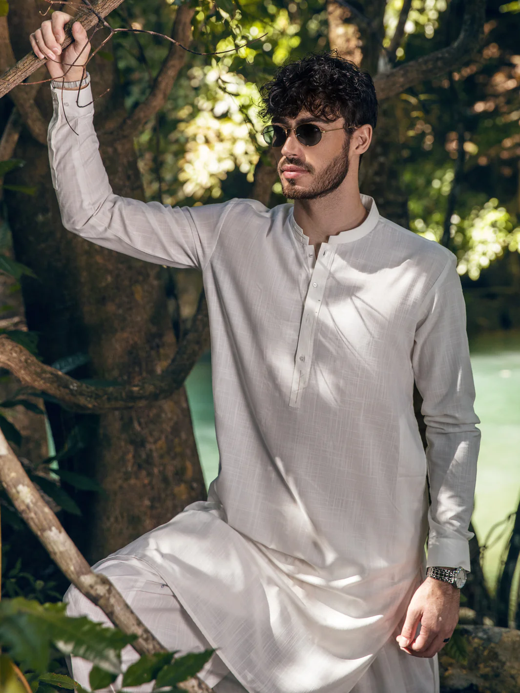 WHITE VISCOSE KAMEEZ SHALWAR | AL-KS-US-2894/AM-6131A - Image 4