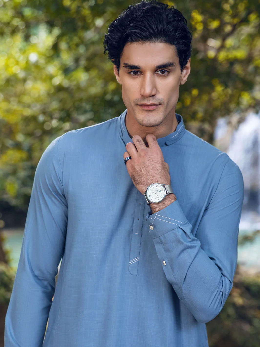 LIGHT BLUE VISCOSE KAMEEZ SHALWAR | AL-KS-US-2898/AM-6131F - Image 4