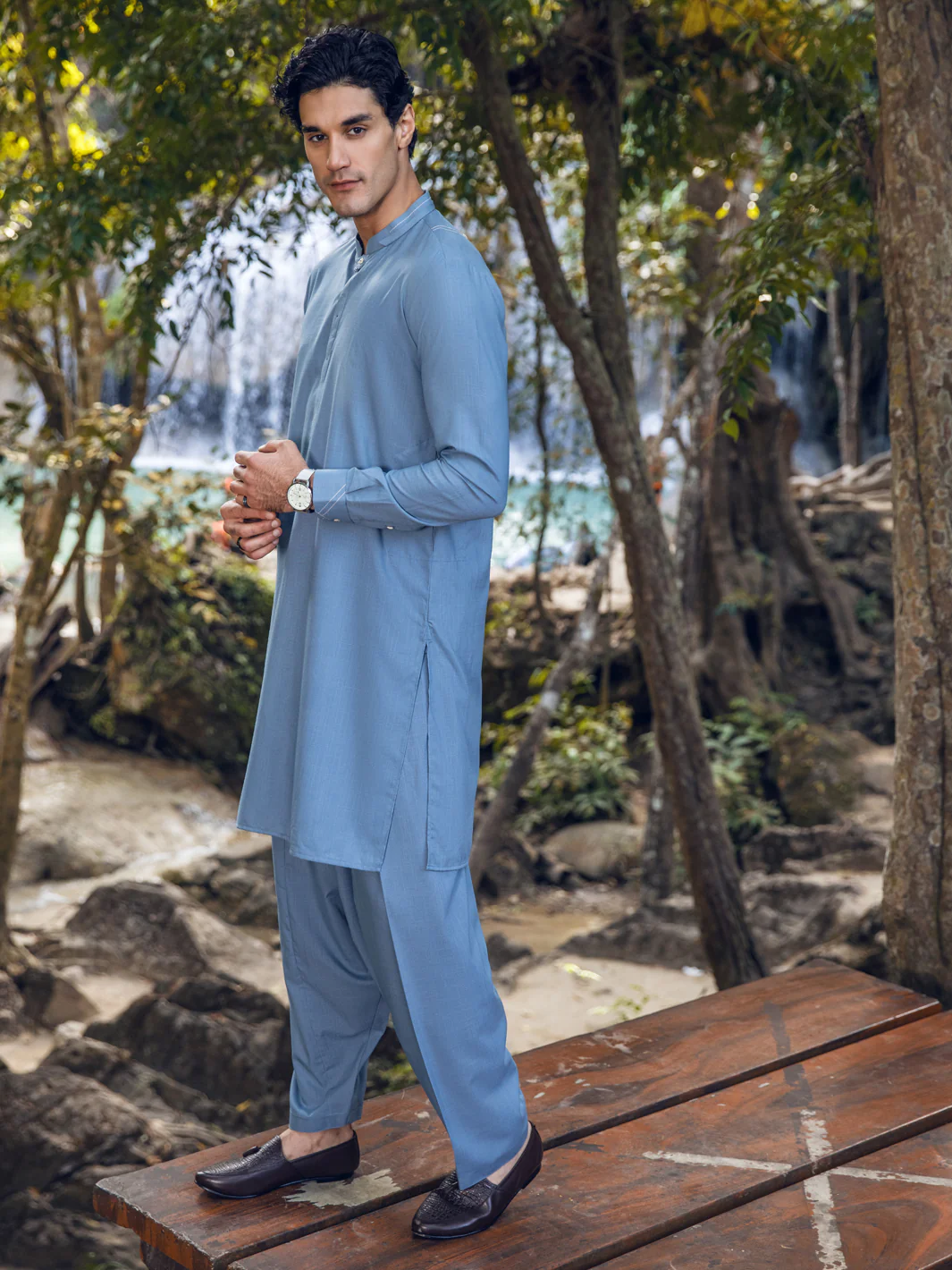 LIGHT BLUE VISCOSE KAMEEZ SHALWAR | AL-KS-US-2898/AM-6131F - Image 5
