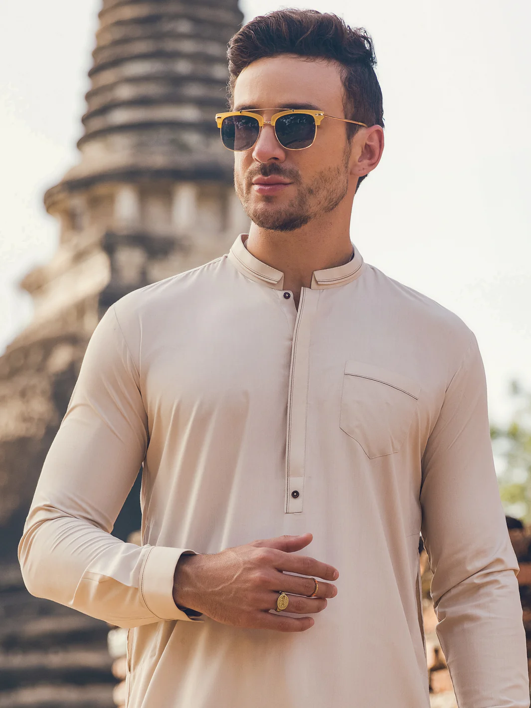 CREAM VISCOSE KAMEEZ SHALWAR | AL-KS-US-2901/AM-6121B - Image 2