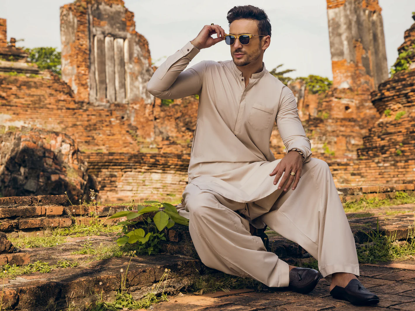 CREAM VISCOSE KAMEEZ SHALWAR | AL-KS-US-2901/AM-6121B - Image 6