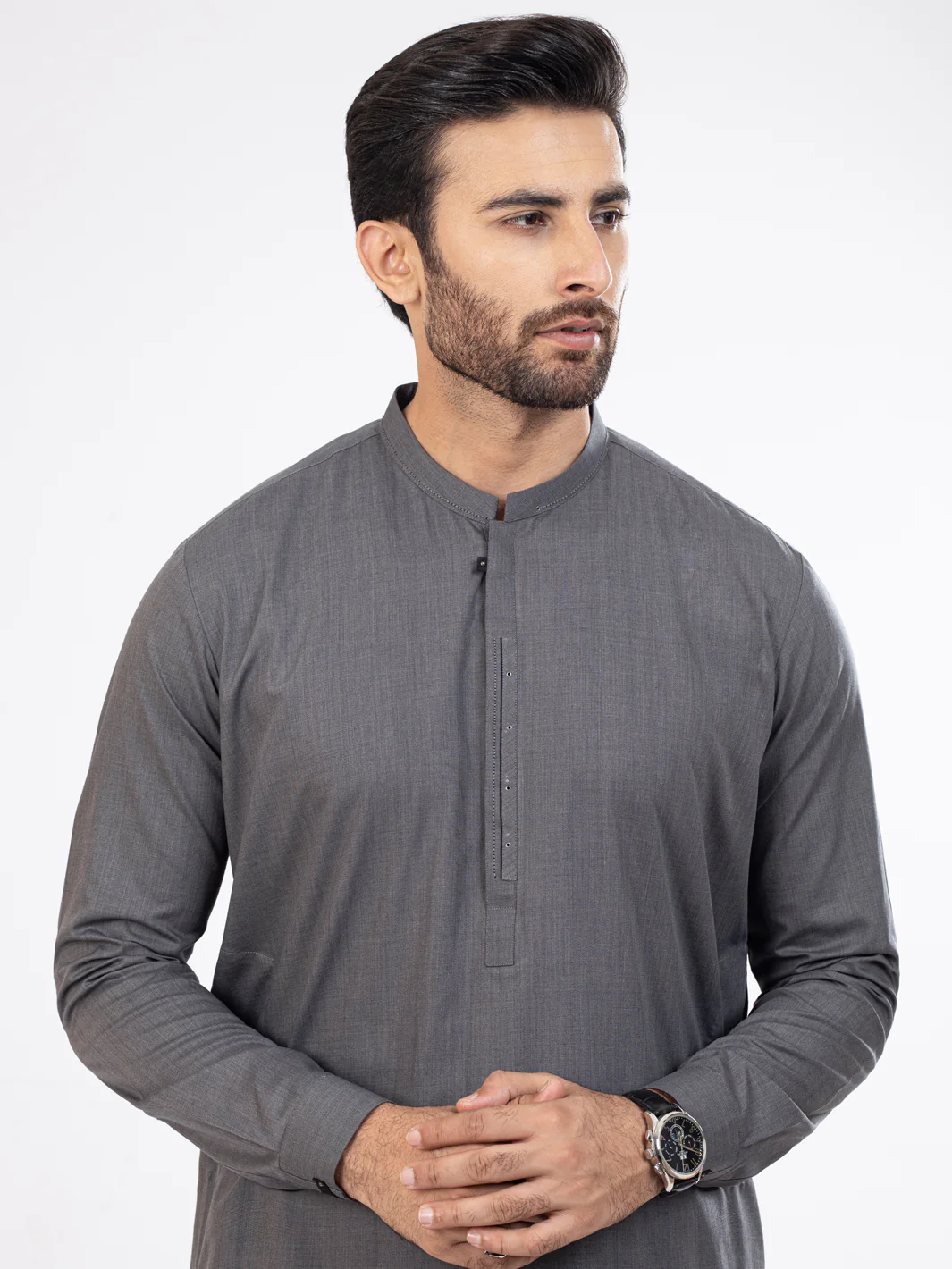DARK GREY BLENDED KAMEEZ SHALWAR | AL-KS-US-2902/AM-8433A - Image 3