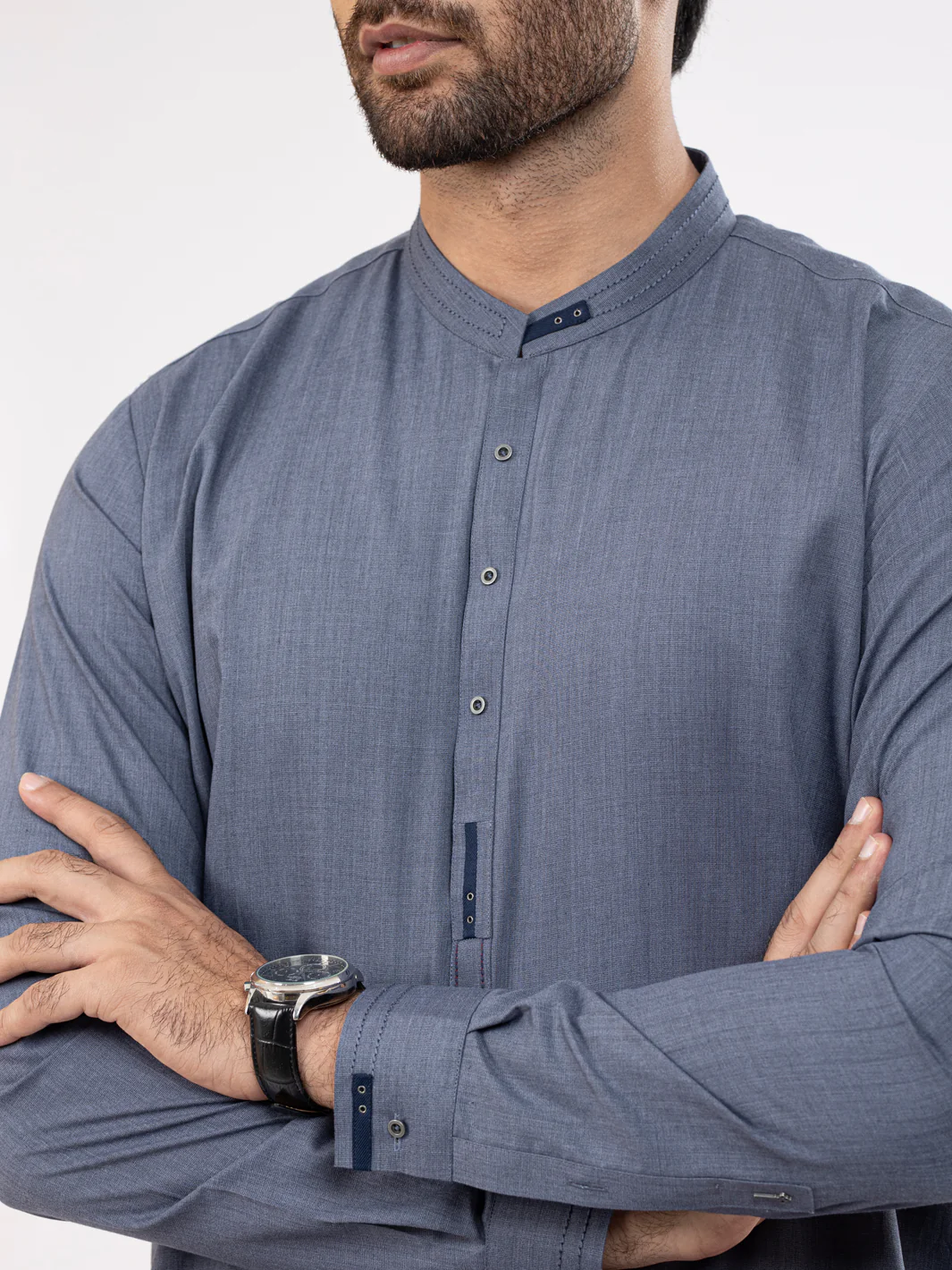 BLUISH GREY BLENDED KAMEEZ SHALWAR | AL-KS-US-2903/AM-8433B - Image 2