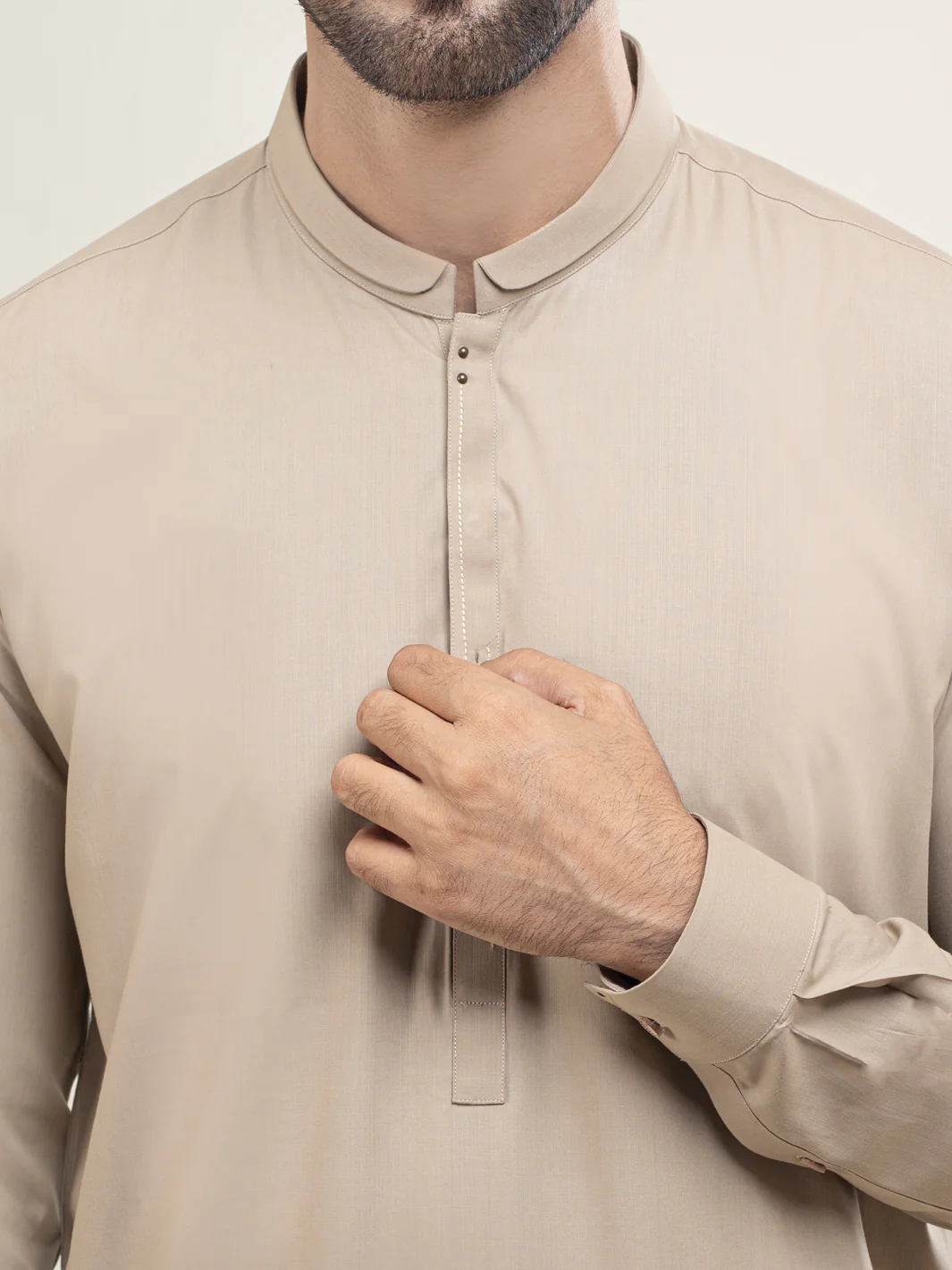 BEIGE VISCOSE KAMEEZ SHALWAR | AL-KS-US-2909/AM-6121C - Image 3