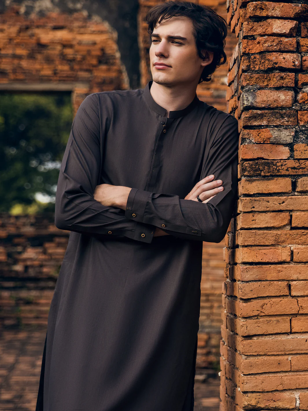 BROWN VISCOSE KAMEEZ SHALWAR | AL-KS-US-2911/AM-8431D - Image 4