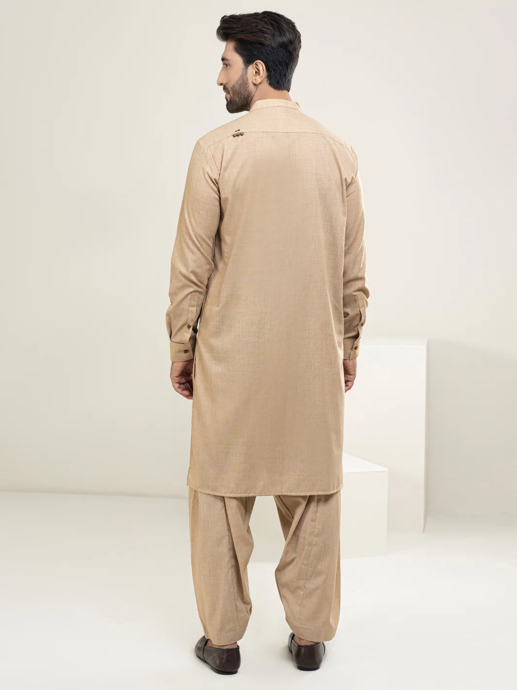 BEIGE VISCOSE KAMEEZ SHALWAR | AL-KS-US-2935/AM-6134B - Image 2