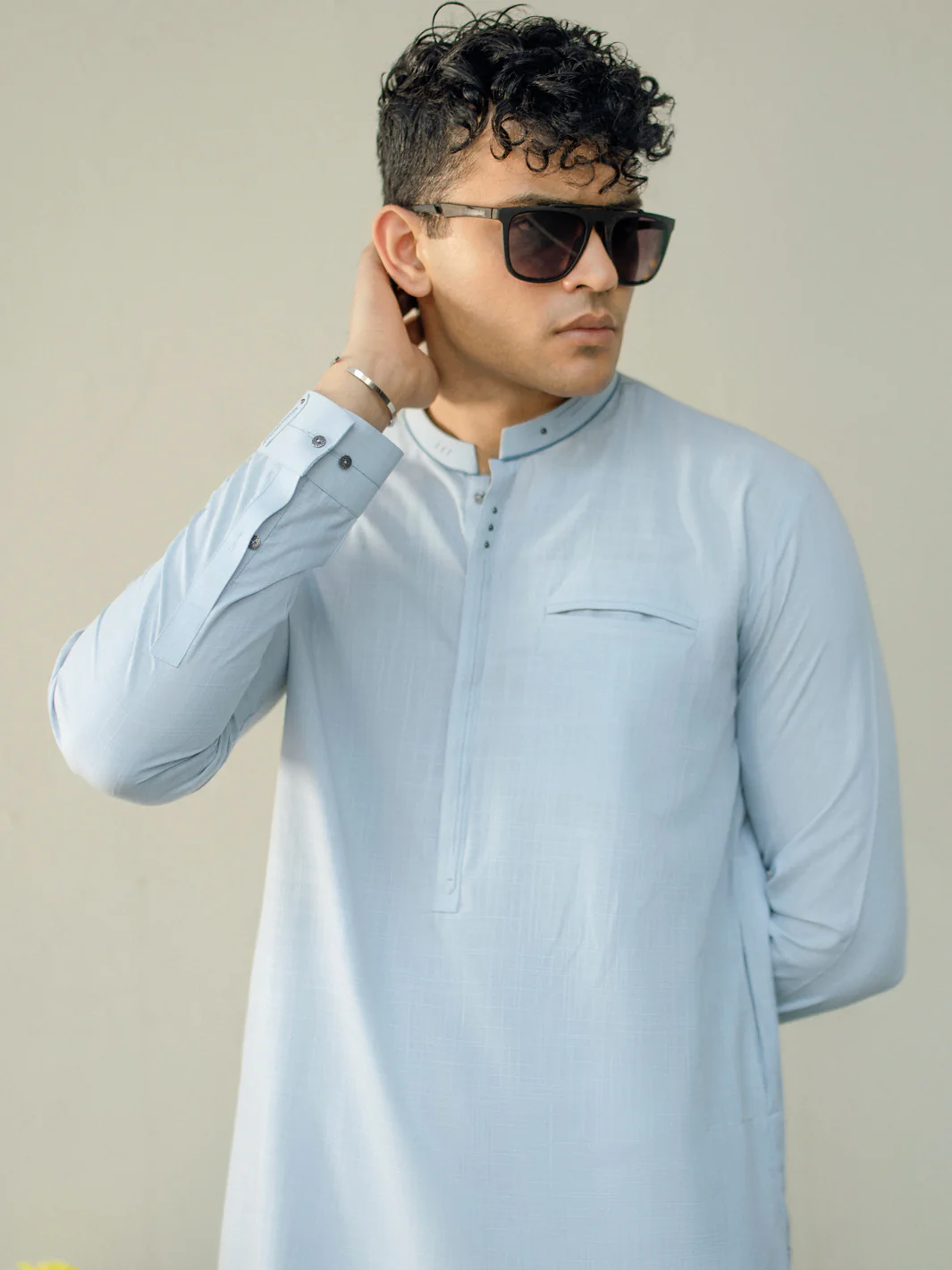 LIGHT BLUE BLENDED KAMEEZ SHALWAR | AL-KS-US-2939/AM-6131C - Image 3