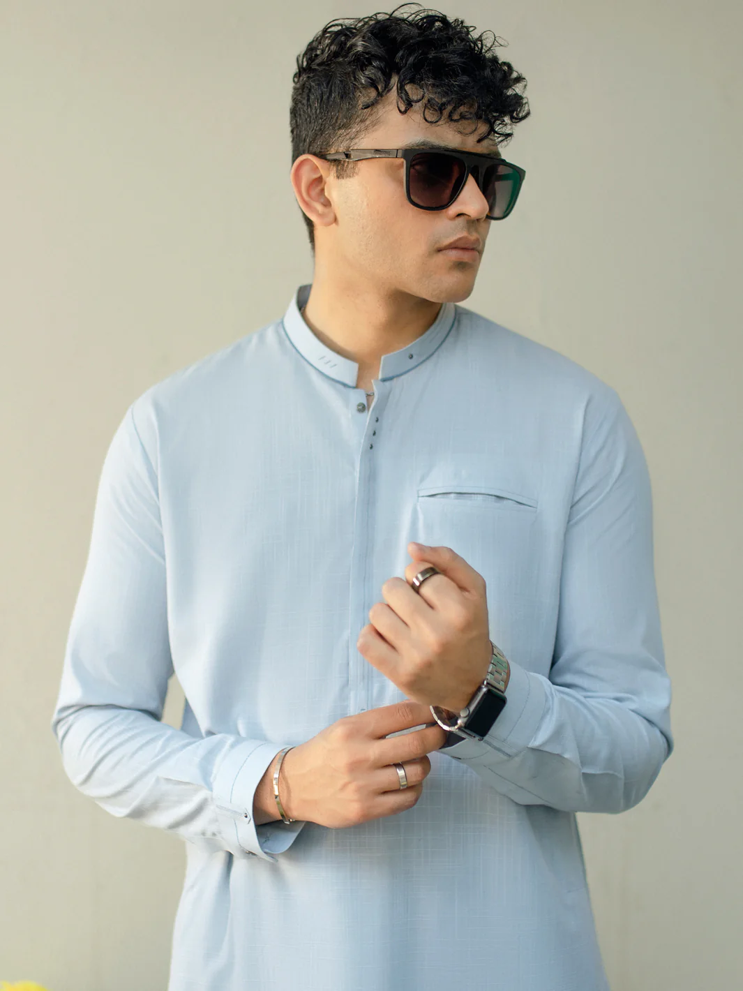 LIGHT BLUE BLENDED KAMEEZ SHALWAR | AL-KS-US-2939/AM-6131C - Image 4