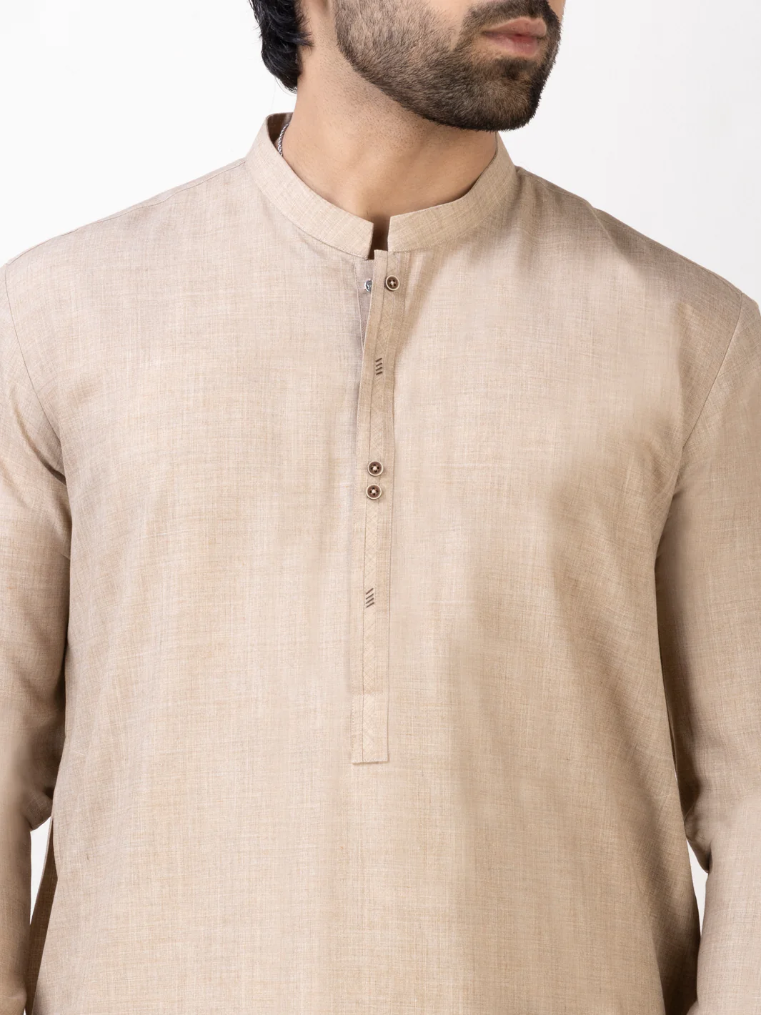 BEIGE BLENDED KAMEEZ SHALWAR | AL-KS-US-2941/AM-6134A - Image 2