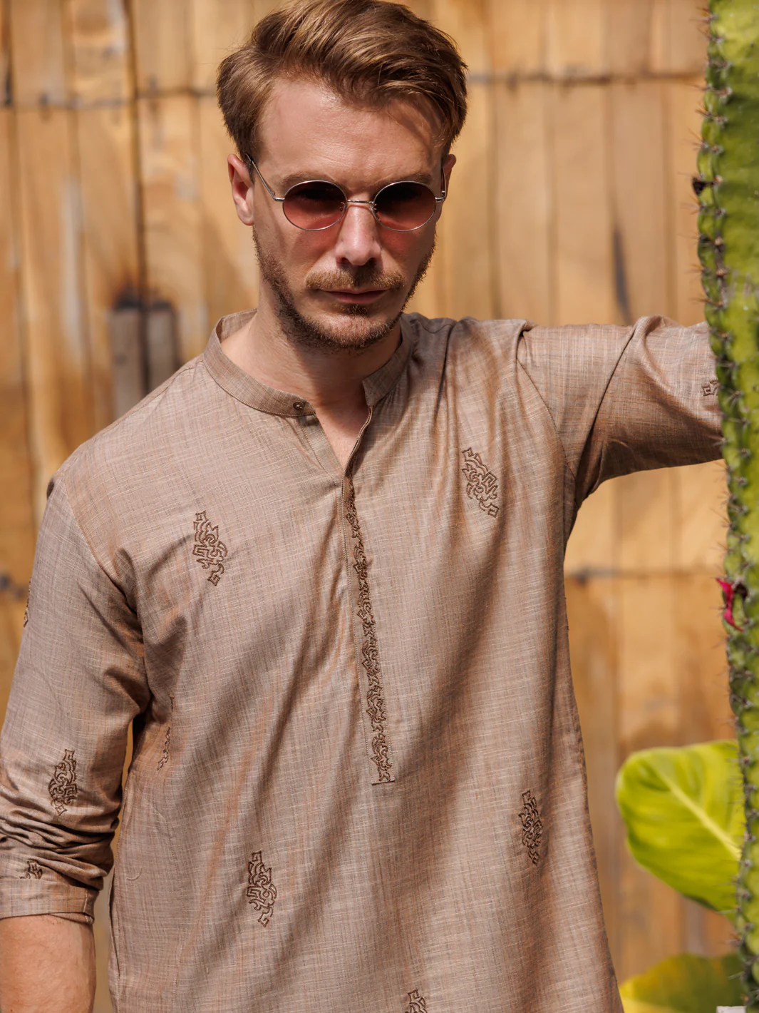 LIGHT BROWN COTTON KURTA TROUSERS | AL-KT-2929/AM-6053A - Image 2