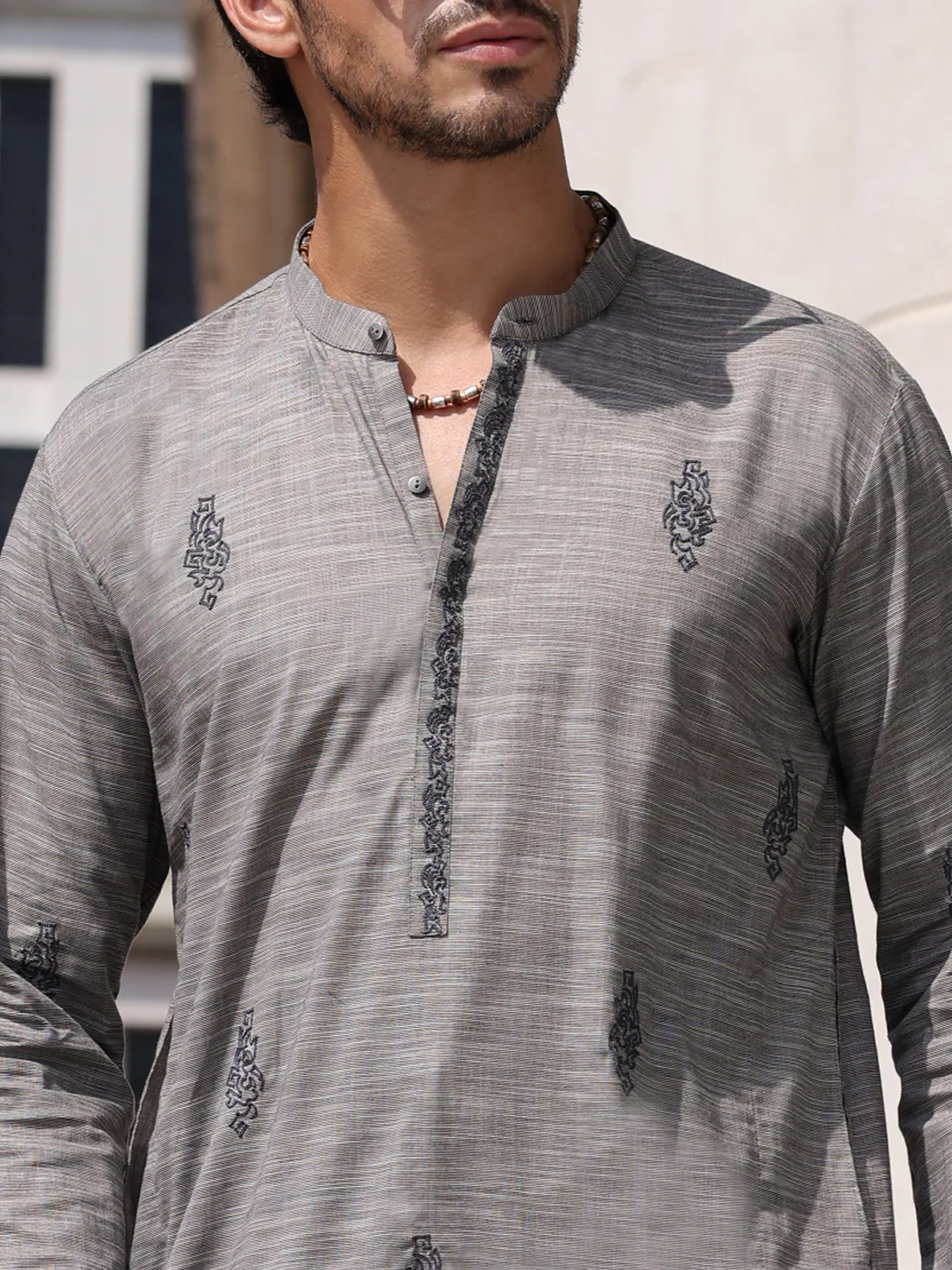 GREY COTTON KURTA TROUSERS | AL-KT-2932/AM-6053E - Image 2