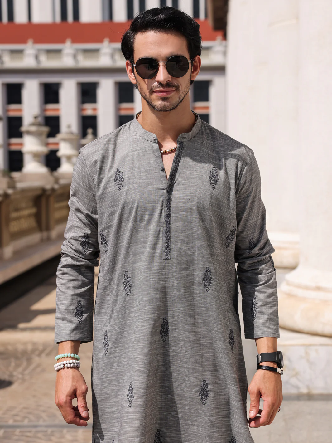 GREY COTTON KURTA TROUSERS | AL-KT-2932/AM-6053E - Image 3