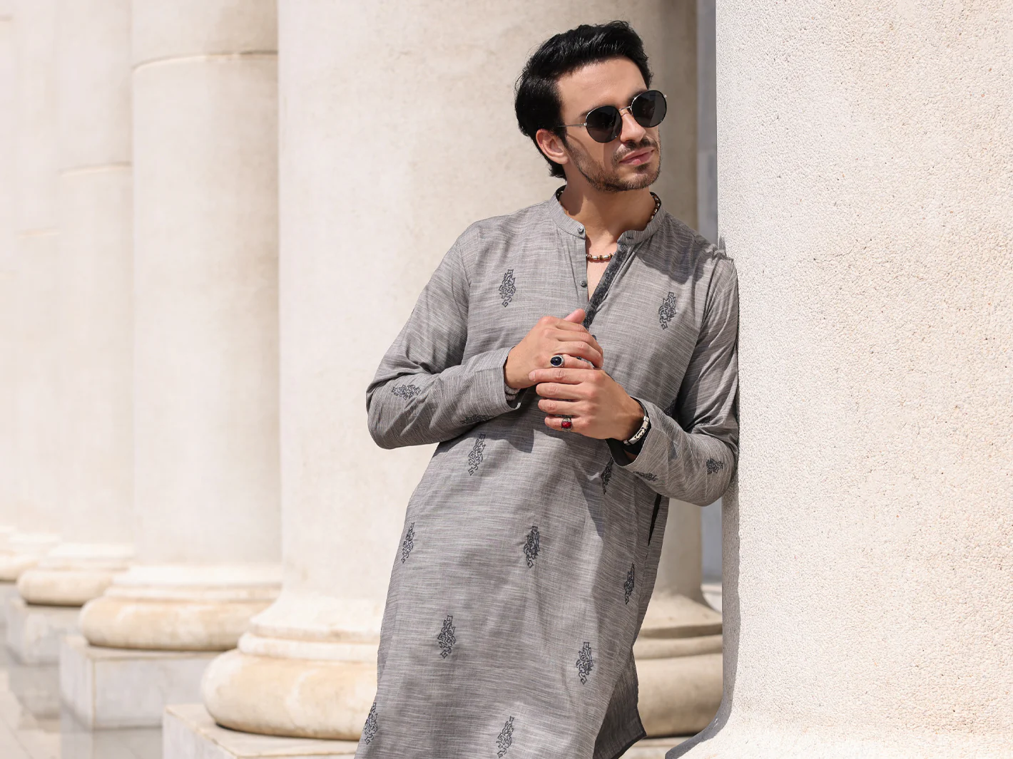 GREY COTTON KURTA TROUSERS | AL-KT-2932/AM-6053E - Image 4