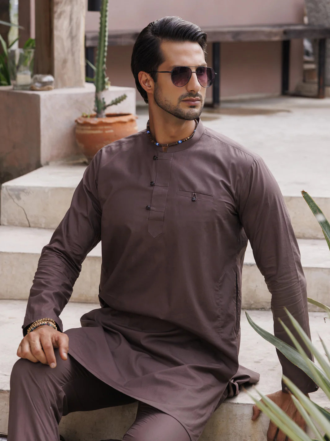 BROWN COTTON KURTA TROUSERS | AL-KT-2978/AM-6117C - Image 2