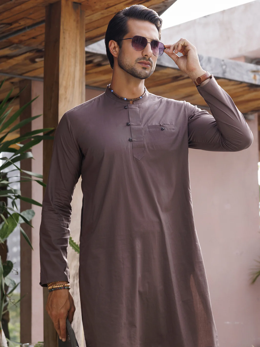 BROWN COTTON KURTA TROUSERS | AL-KT-2978/AM-6117C - Image 3