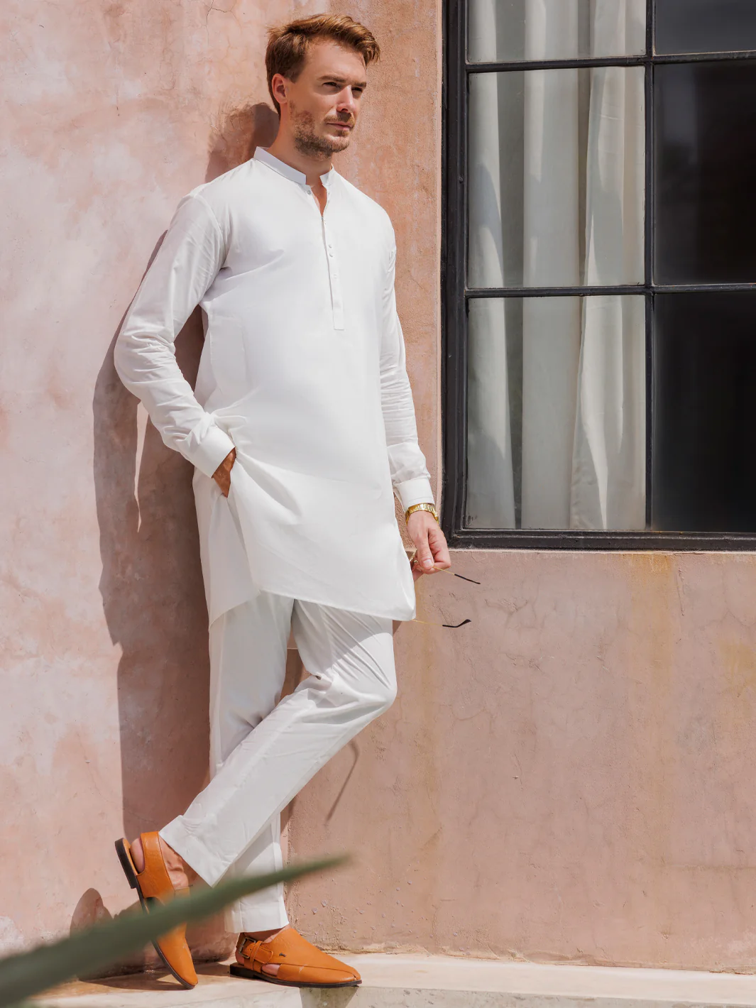 WHITE COTTON KURTA TROUSERS | AL-KT-2979/AM-6117A
