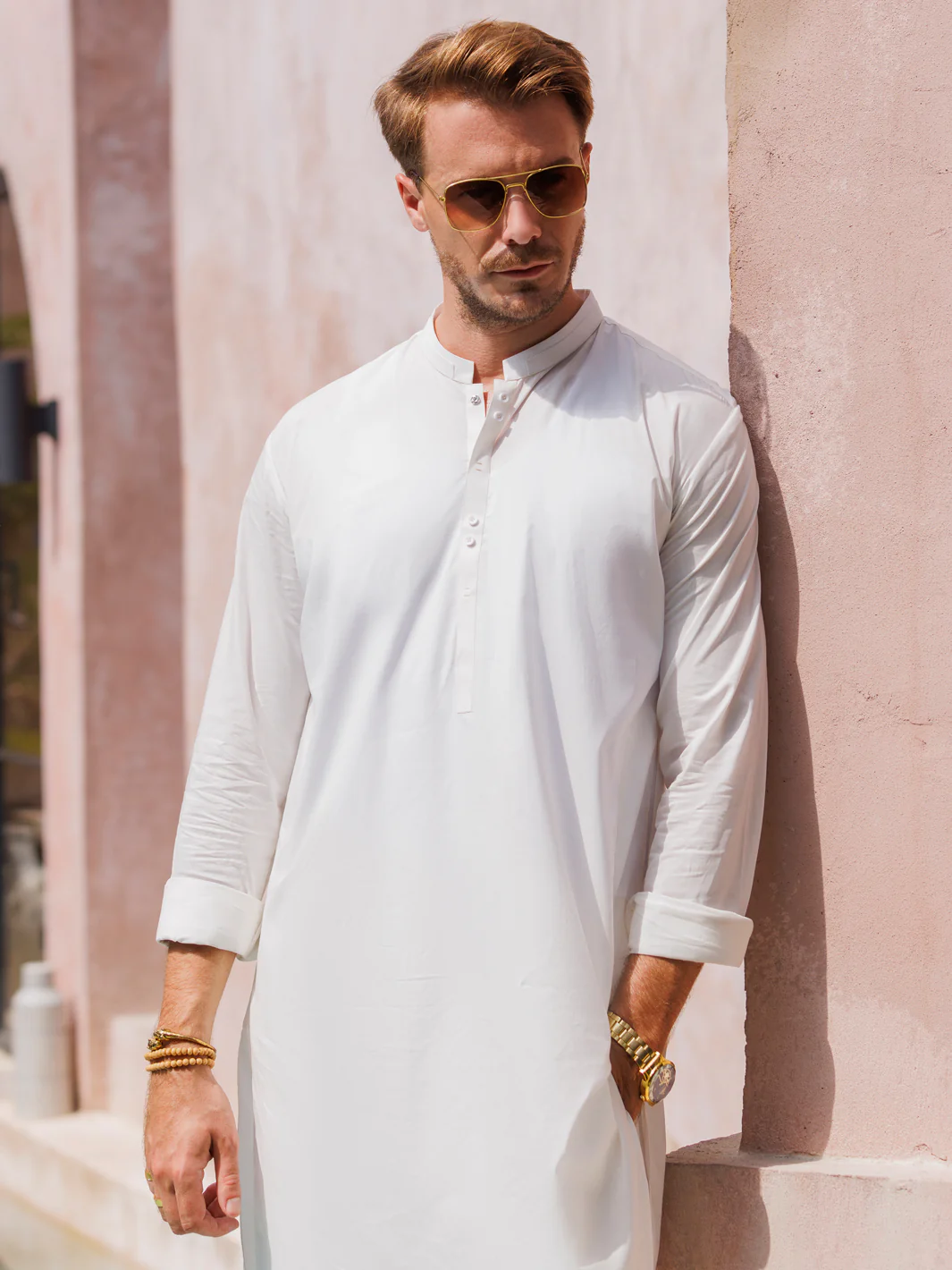 WHITE COTTON KURTA TROUSERS | AL-KT-2979/AM-6117A - Image 3
