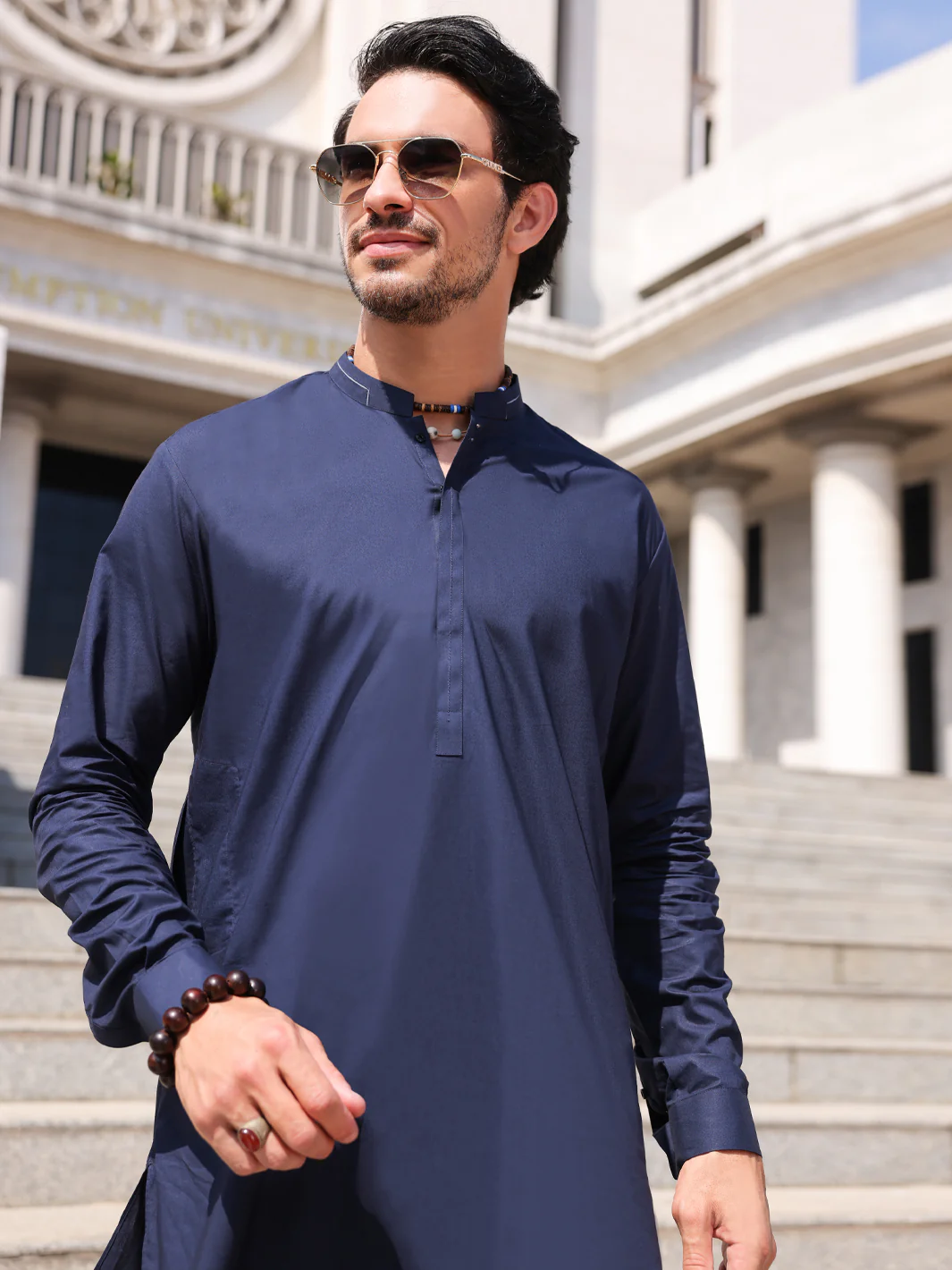 BLUE COTTON KURTA TROUSERS | AL-KT-2980/AM-6117D - Image 3